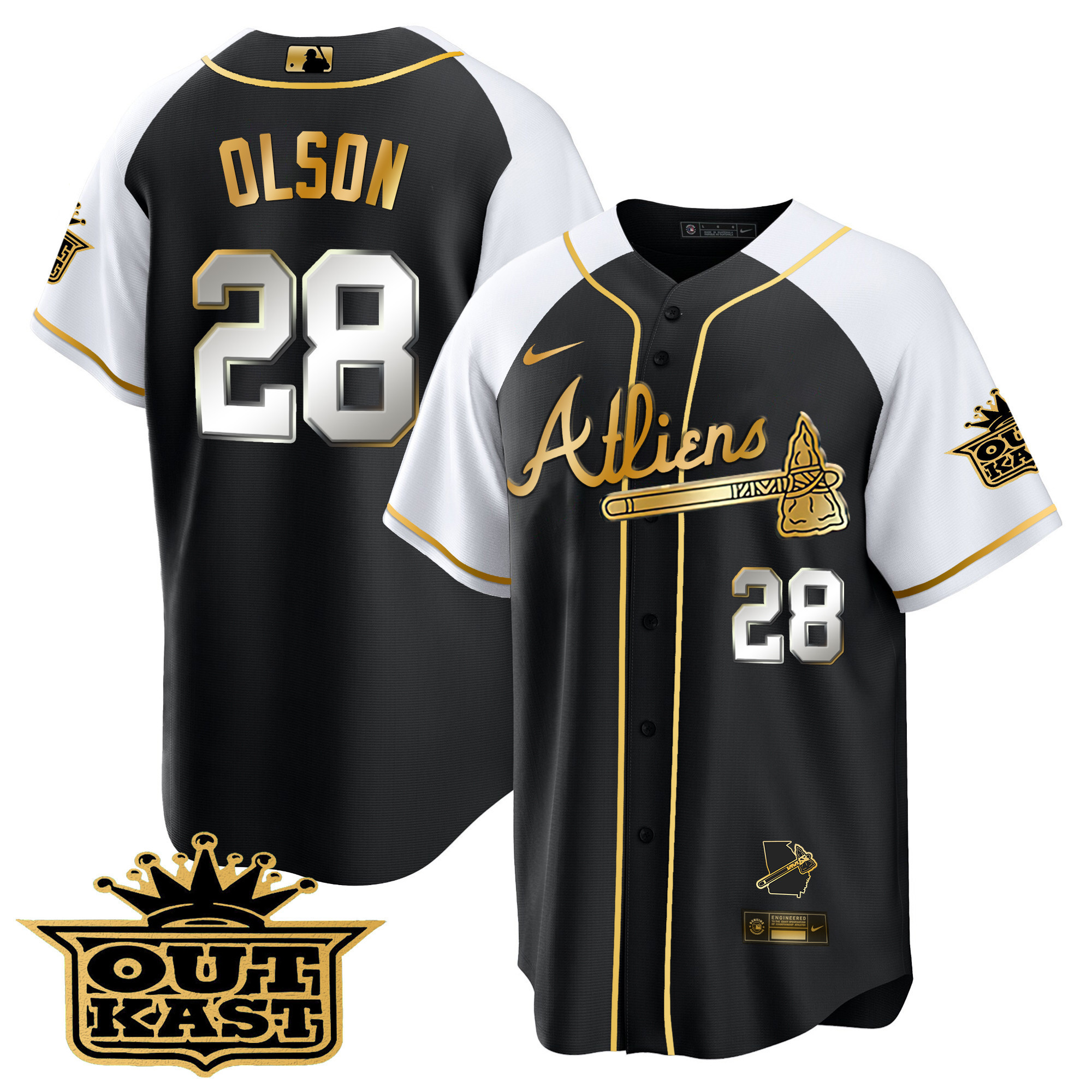 Men's Atlanta Braves Atliens Gold Alternate Cool Base Jersey - All Stitched - Image 16