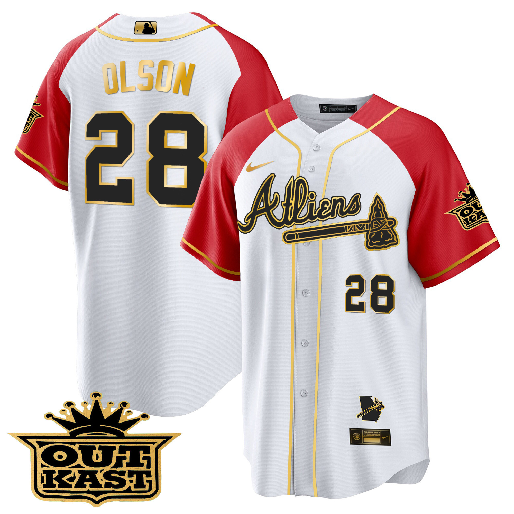 Men's Atlanta Braves Atliens Gold Alternate Cool Base Jersey - All Stitched - Image 52