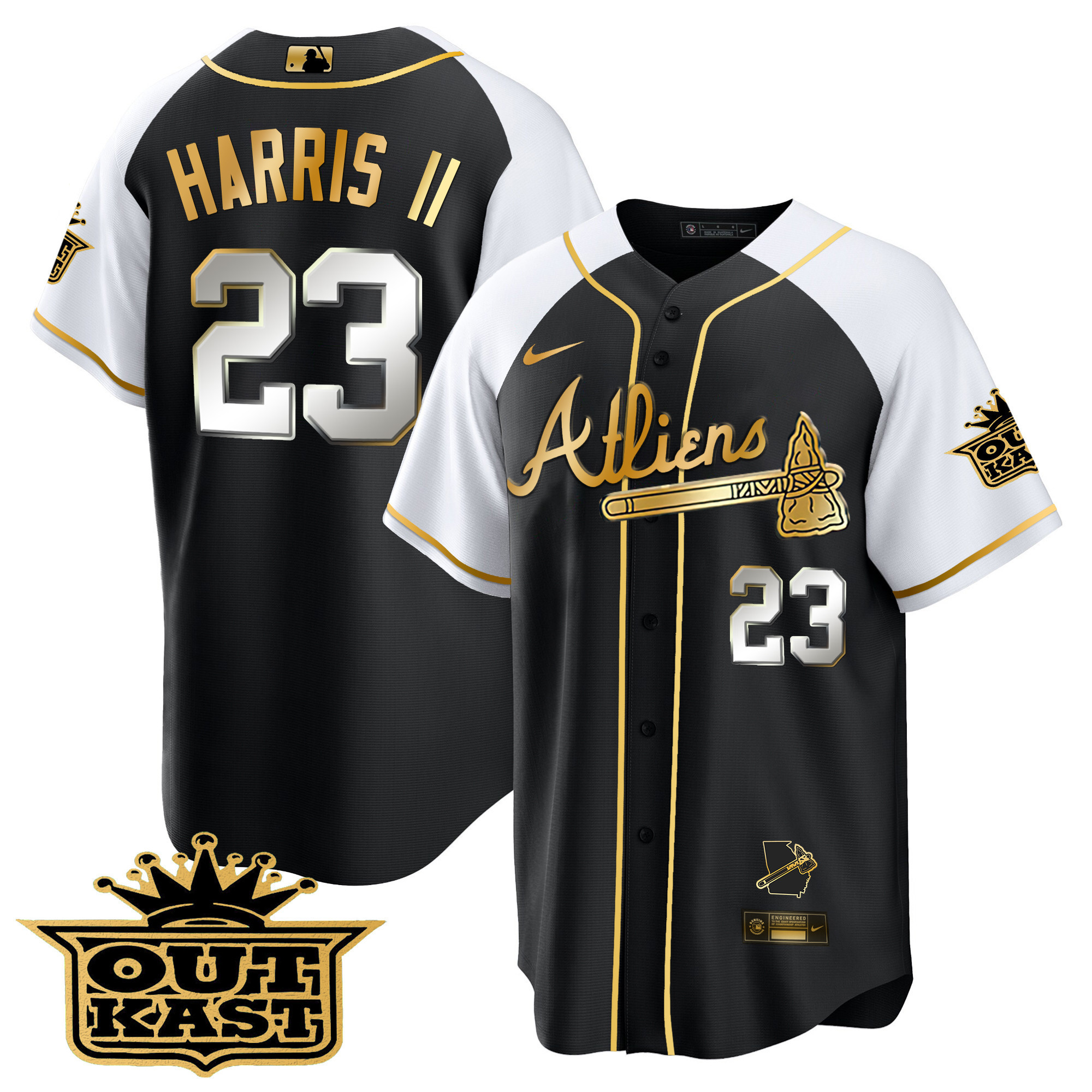 Men's Atlanta Braves Atliens Gold Alternate Cool Base Jersey - All Stitched - Image 15