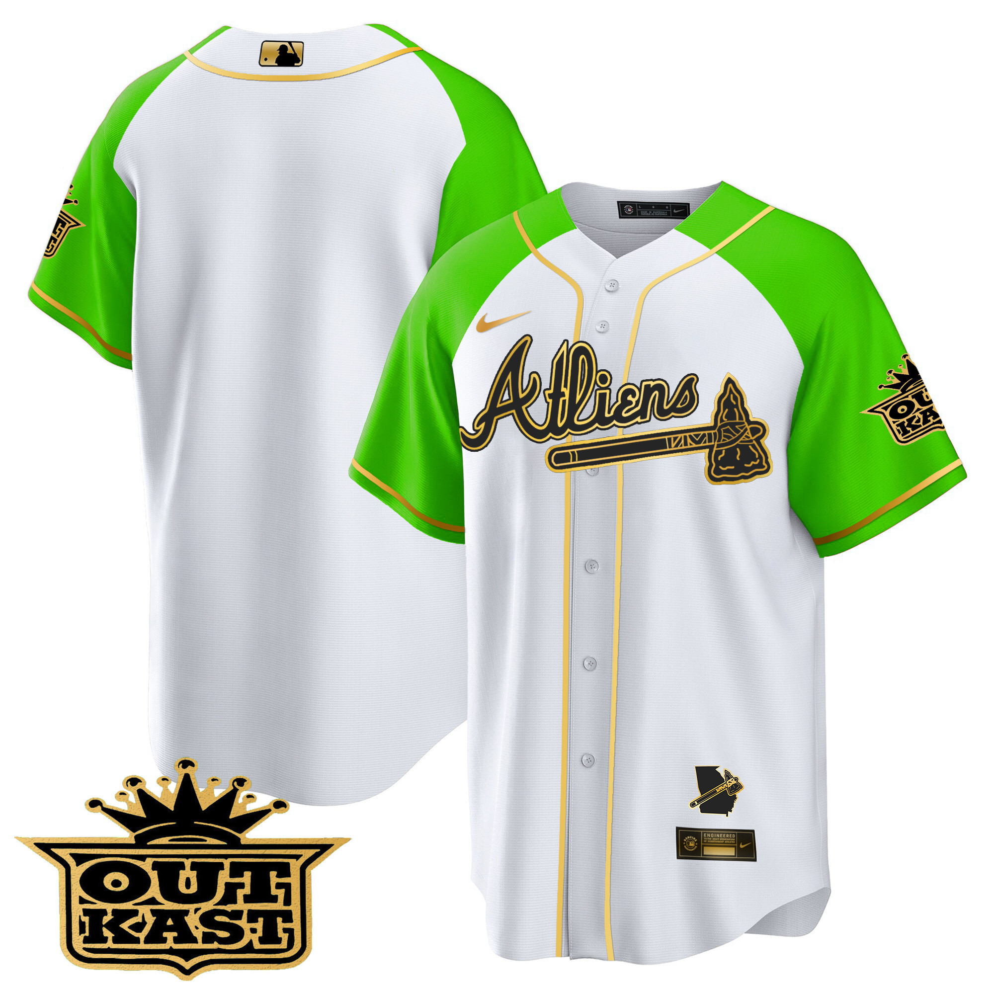Men's Atlanta Braves Atliens Gold Alternate Cool Base Jersey - All Stitched - Image 36