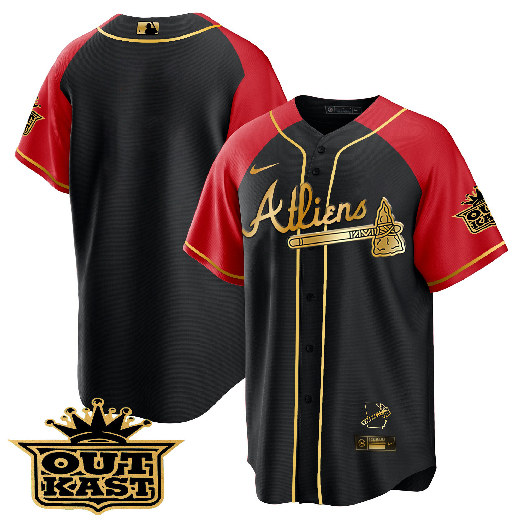 Men's Atlanta Braves Atliens Gold Alternate Cool Base Jersey - All Stitched - Image 27