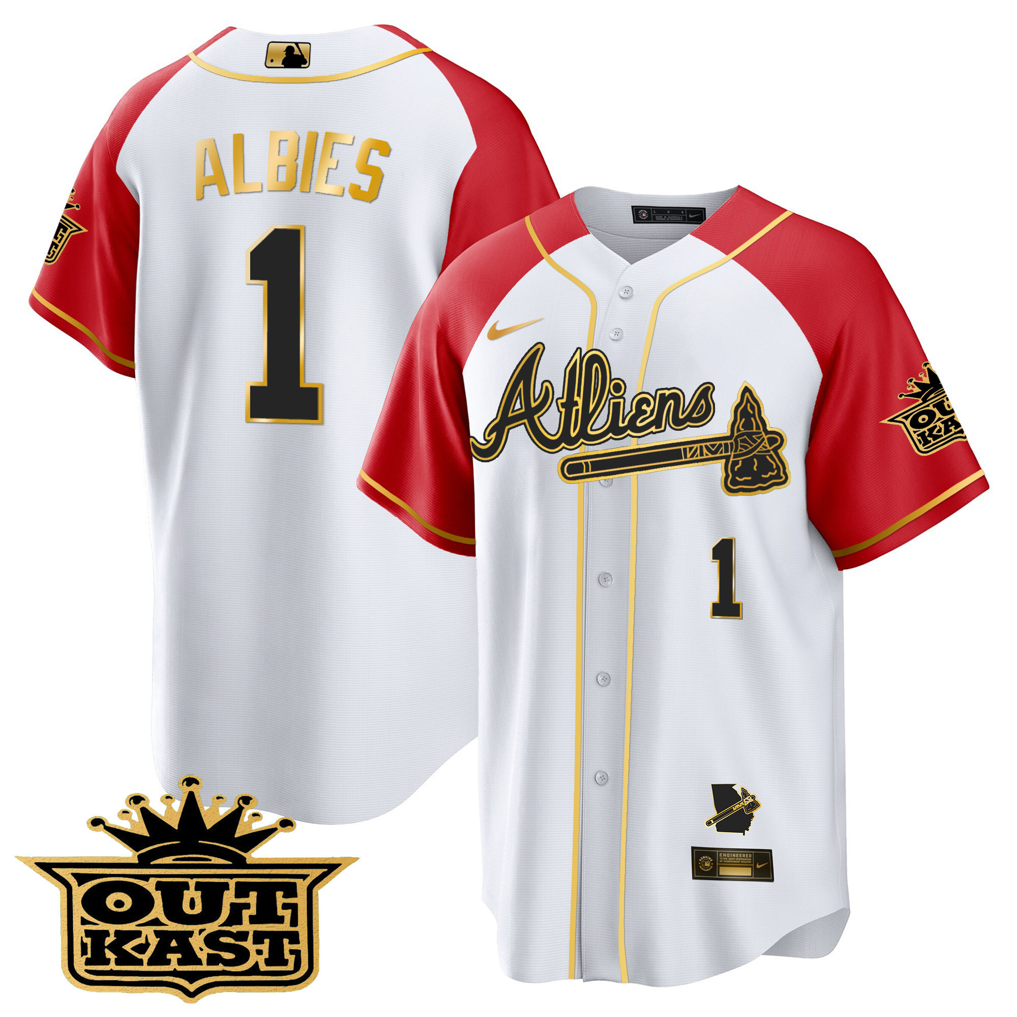 Men's Atlanta Braves Atliens Gold Alternate Cool Base Jersey - All Stitched - Image 53