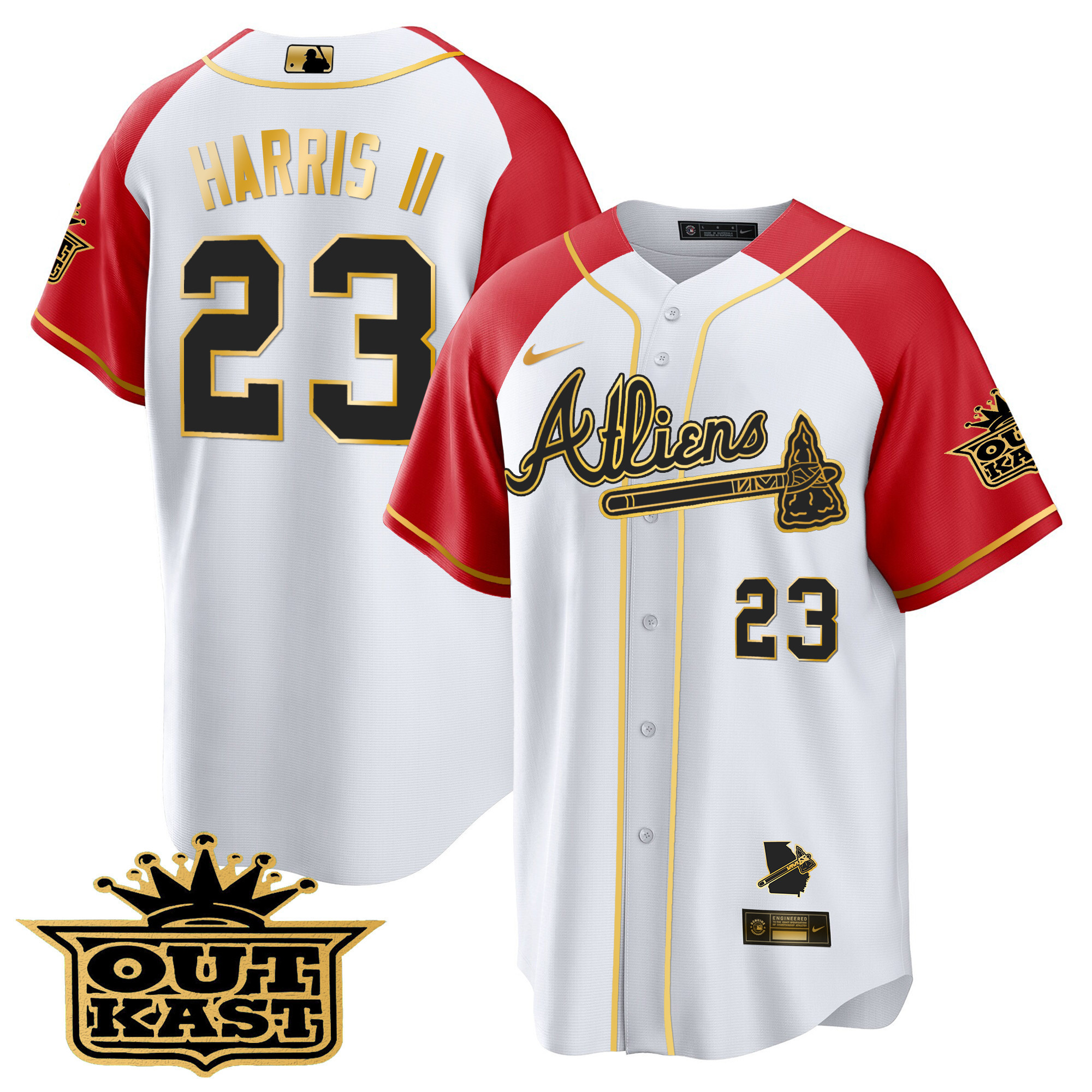 Men's Atlanta Braves Atliens Gold Alternate Cool Base Jersey - All Stitched - Image 51