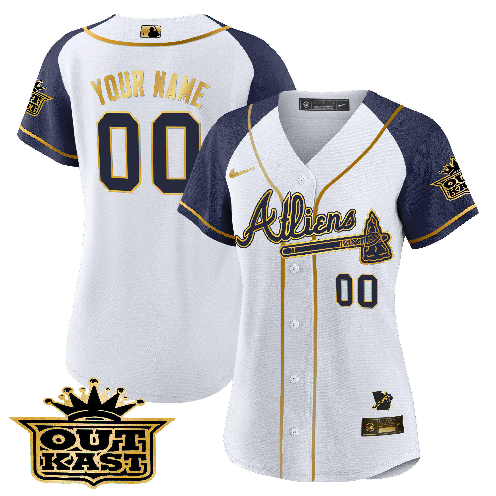 Atlanta Braves Atliens Gold Alternate Cool Base Custom Jersey - All Stitched - Image 11