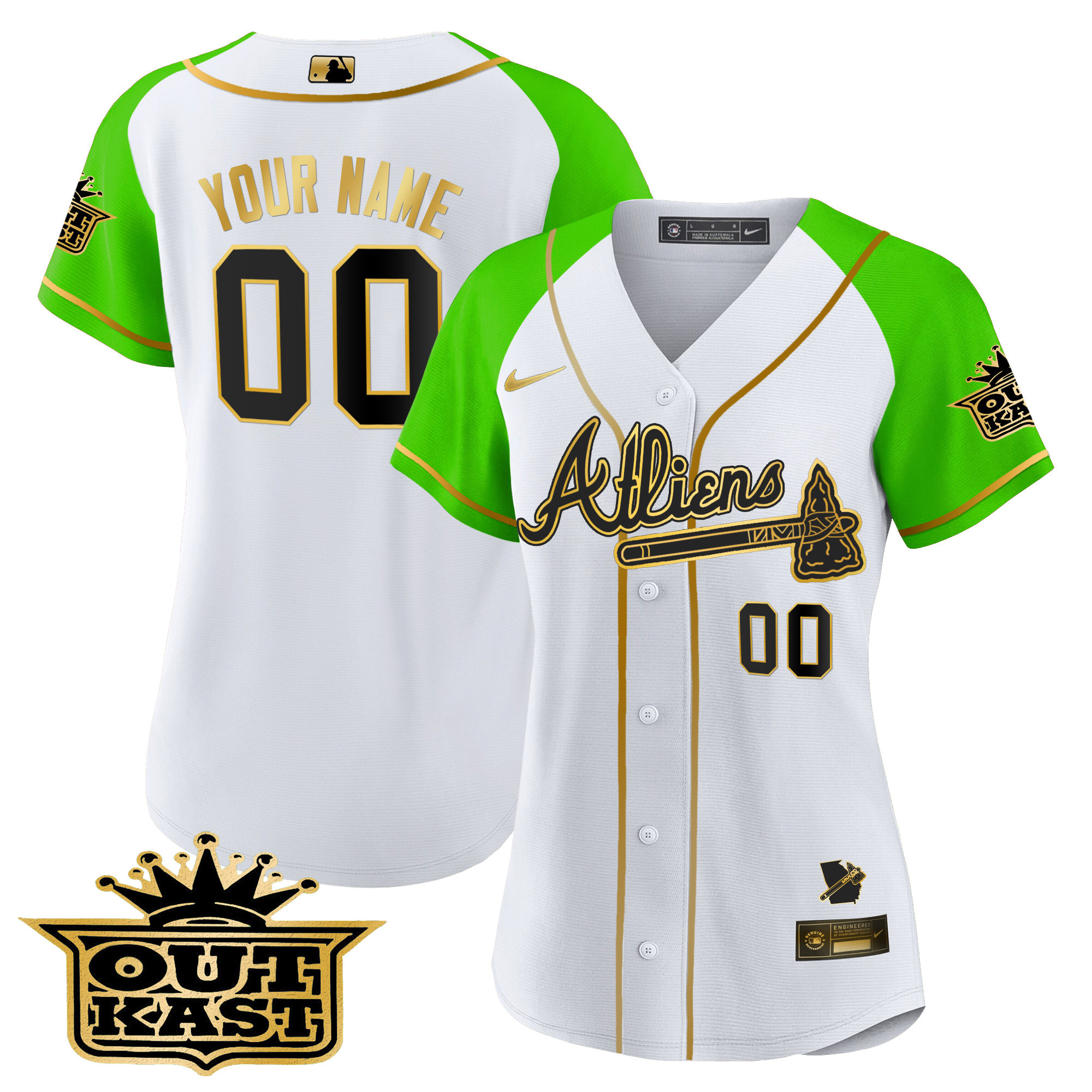 Atlanta Braves Atliens Gold Alternate Cool Base Custom Jersey - All Stitched - Image 10