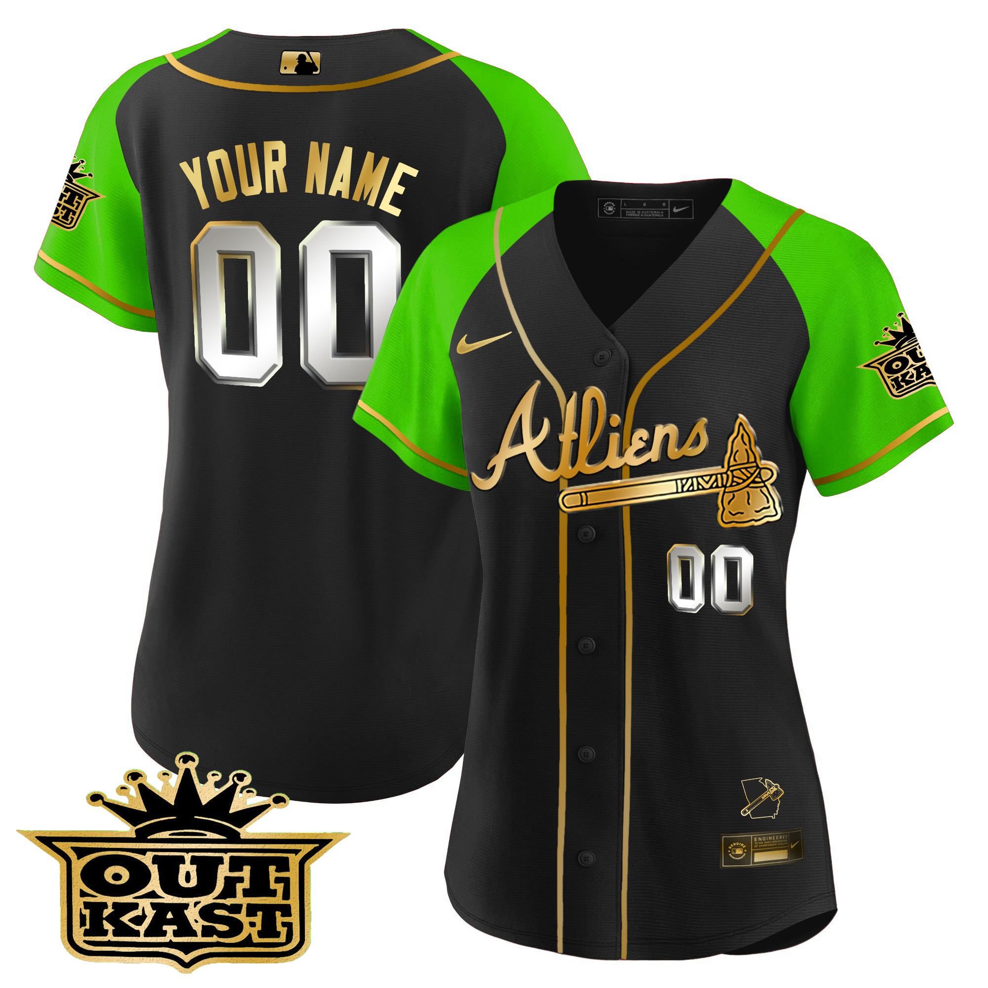 Atlanta Braves Atliens Gold Alternate Cool Base Custom Jersey - All Stitched - Image 7