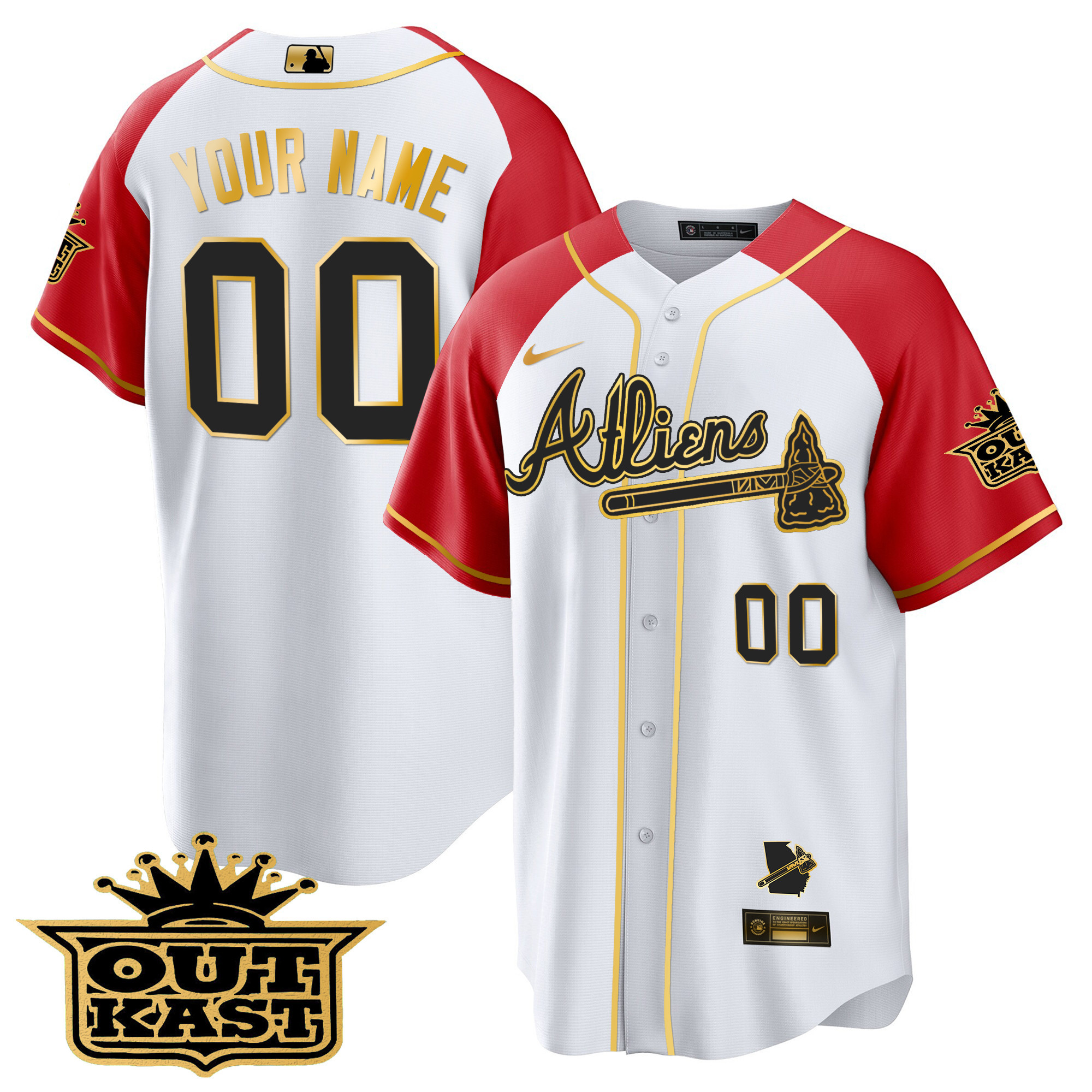 Atlanta Braves Atliens Gold Alternate Cool Base Custom Jersey - All Stitched - Image 6
