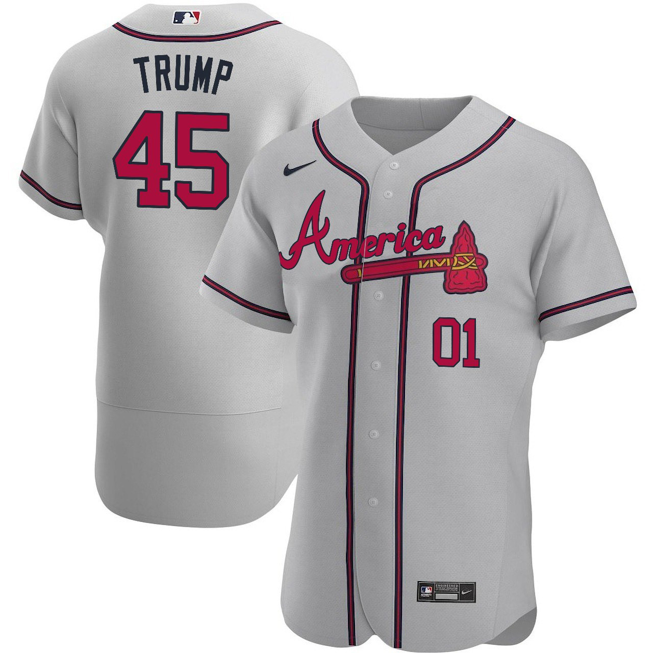 Atlanta Braves America Gray Jersey - All Stitched