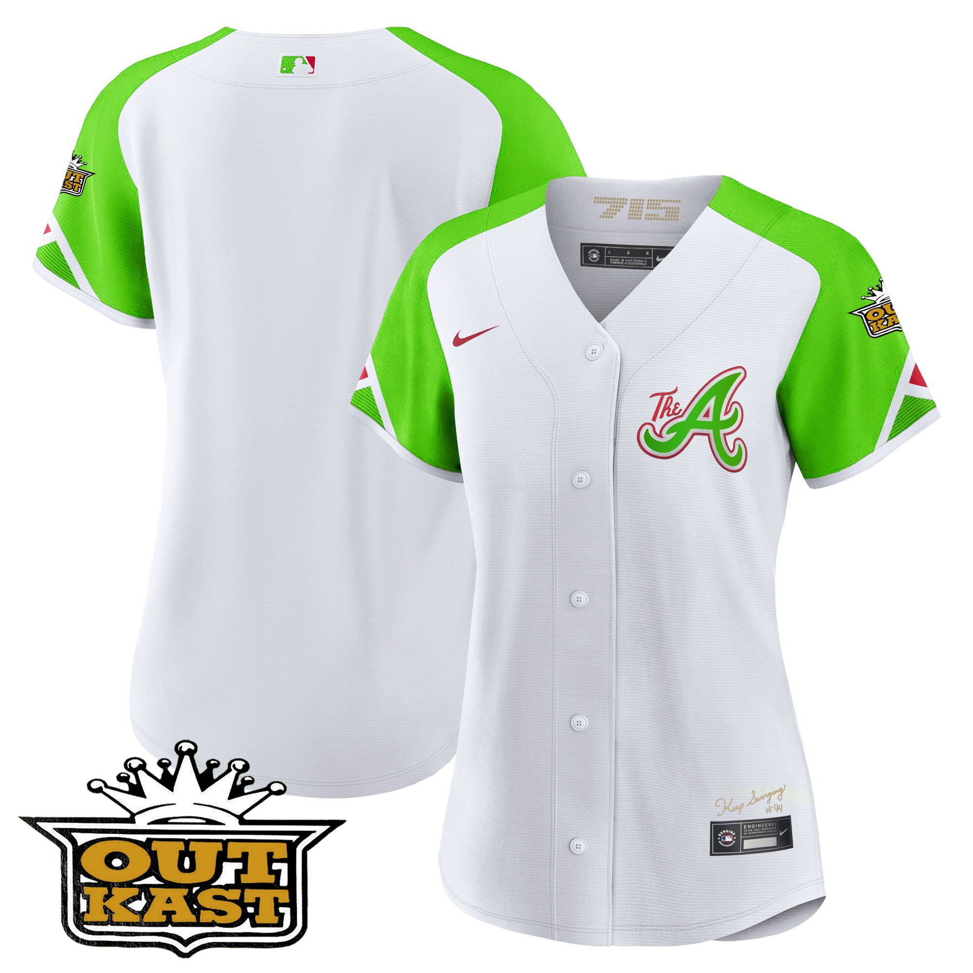 Atlanta Braves Atliens 2023 City Connect Bright Green Cool Base Jersey – All Stitched - Image 18
