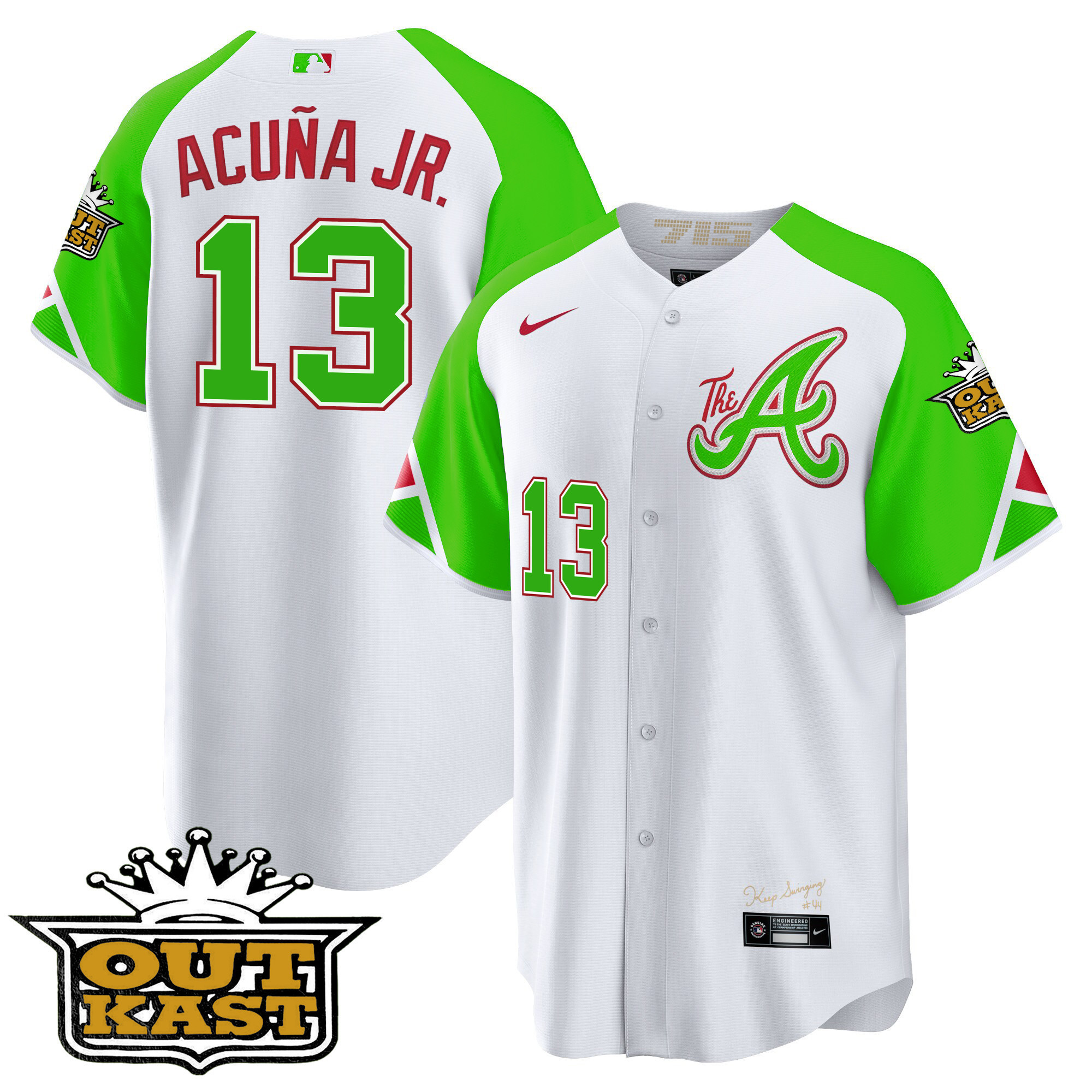 Atlanta Braves Atliens 2023 City Connect Bright Green Cool Base Jersey – All Stitched