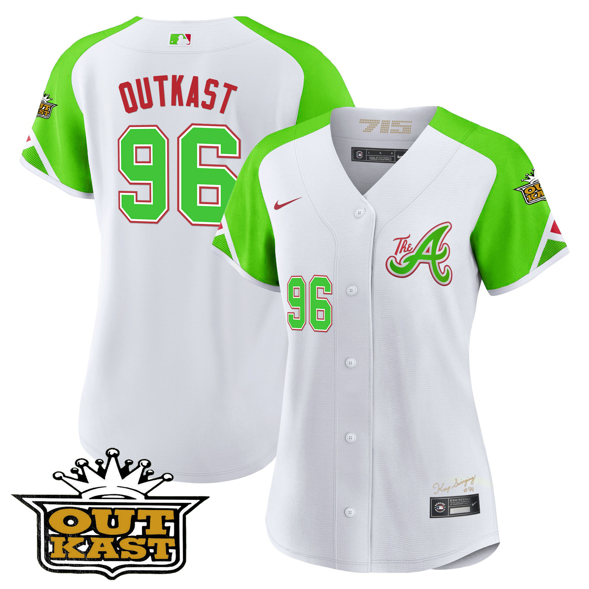 Atlanta Braves Atliens 2023 City Connect Bright Green Cool Base Jersey – All Stitched - Image 11