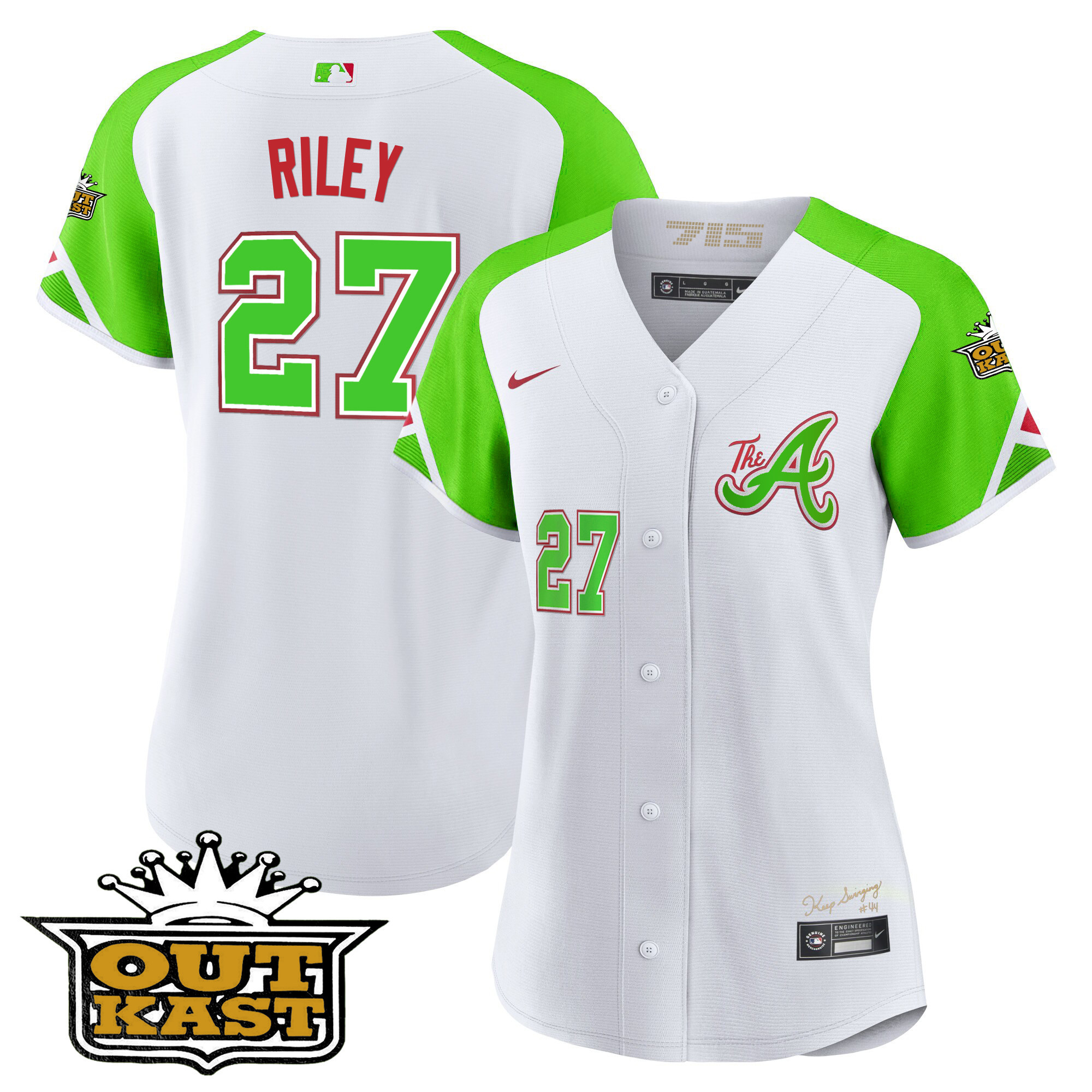 Atlanta Braves Atliens 2023 City Connect Bright Green Cool Base Jersey – All Stitched - Image 14