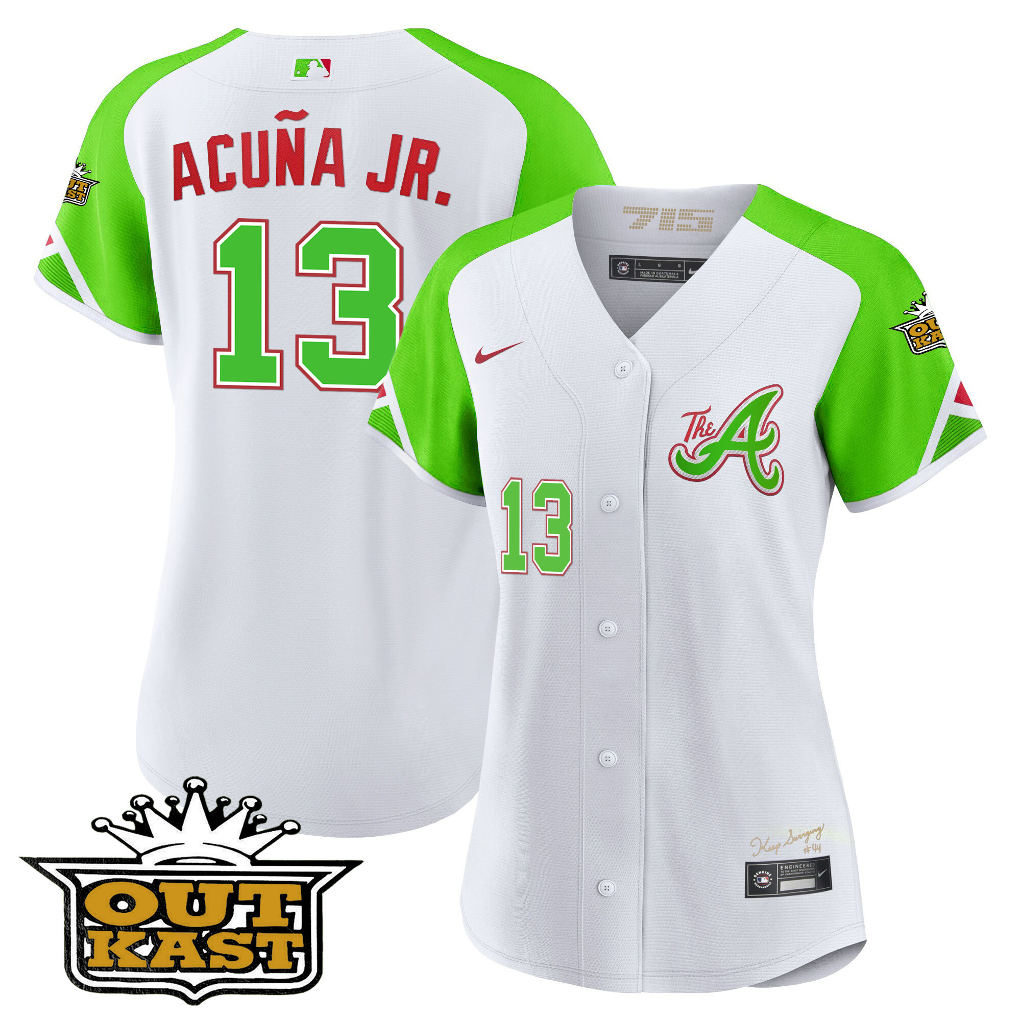 Atlanta Braves Atliens 2023 City Connect Bright Green Cool Base Jersey – All Stitched - Image 10