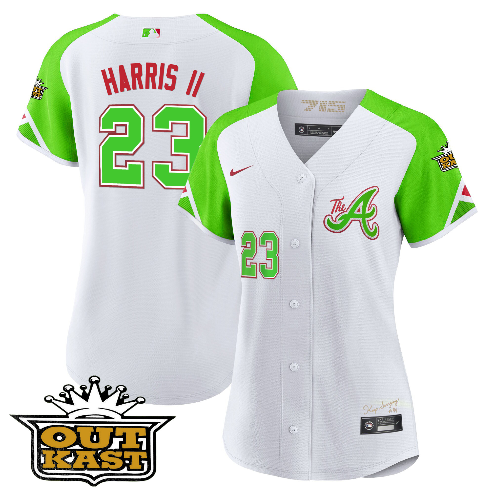 Atlanta Braves Atliens 2023 City Connect Bright Green Cool Base Jersey – All Stitched - Image 15