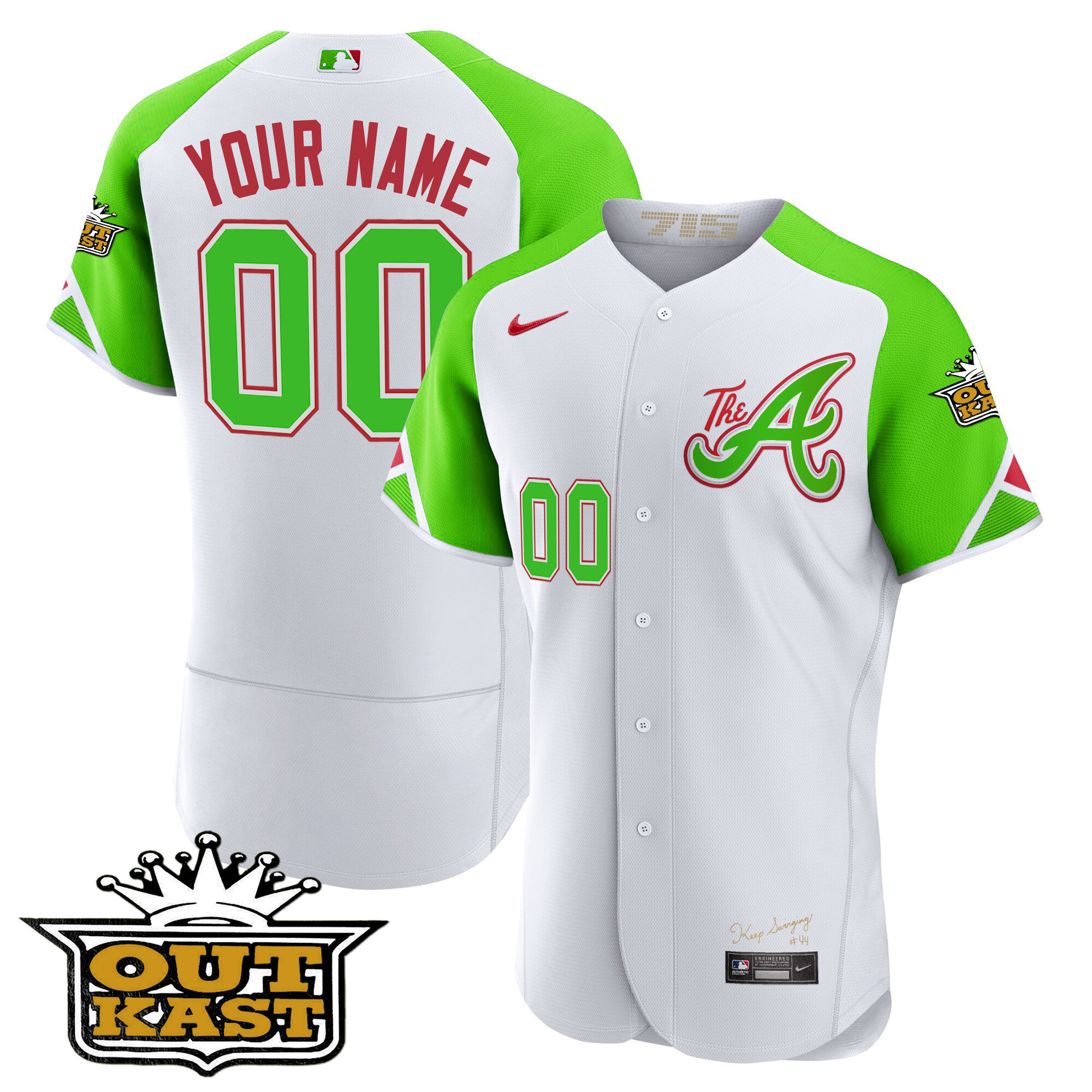 Atlanta Braves Atliens 2023 City Connect Bright Green Baseball Custom Jersey – All Stitched - Image 2