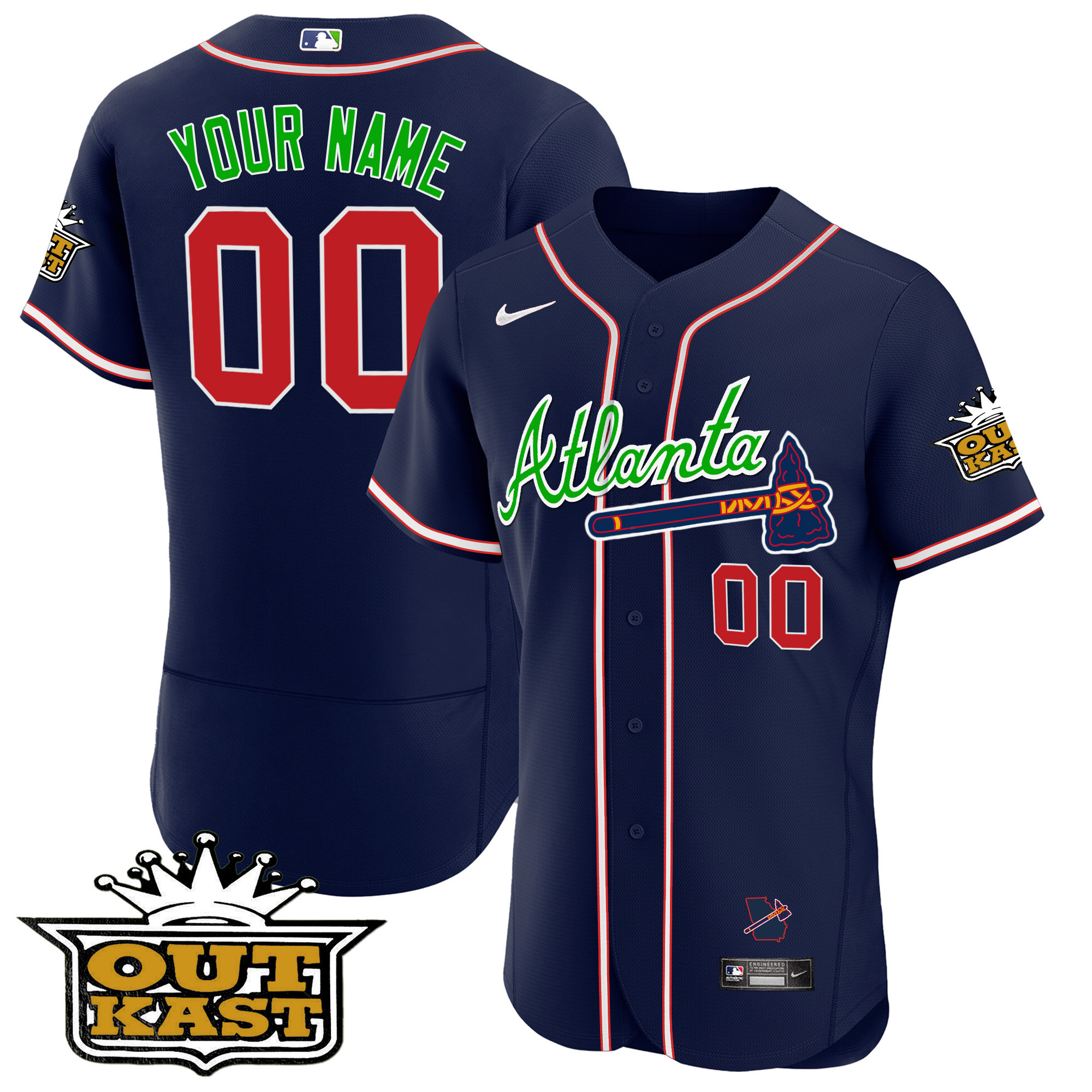 Atlanta Braves Outkast Flex Base Custom Jersey V3 - All Stitched - Image 4