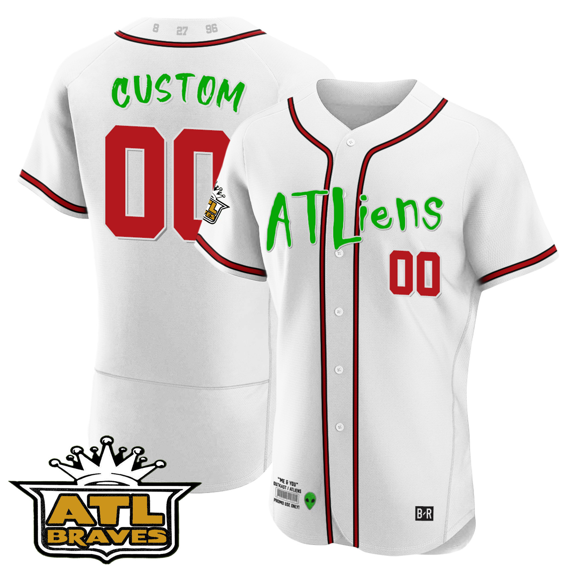 Atlanta Braves Atliens ATL Patch Flex Base Custom Jersey - All Stitched - Image 6