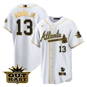 Men's Atlanta Braves Outkast Cool Base Gold Jersey V3 - All Stitched
