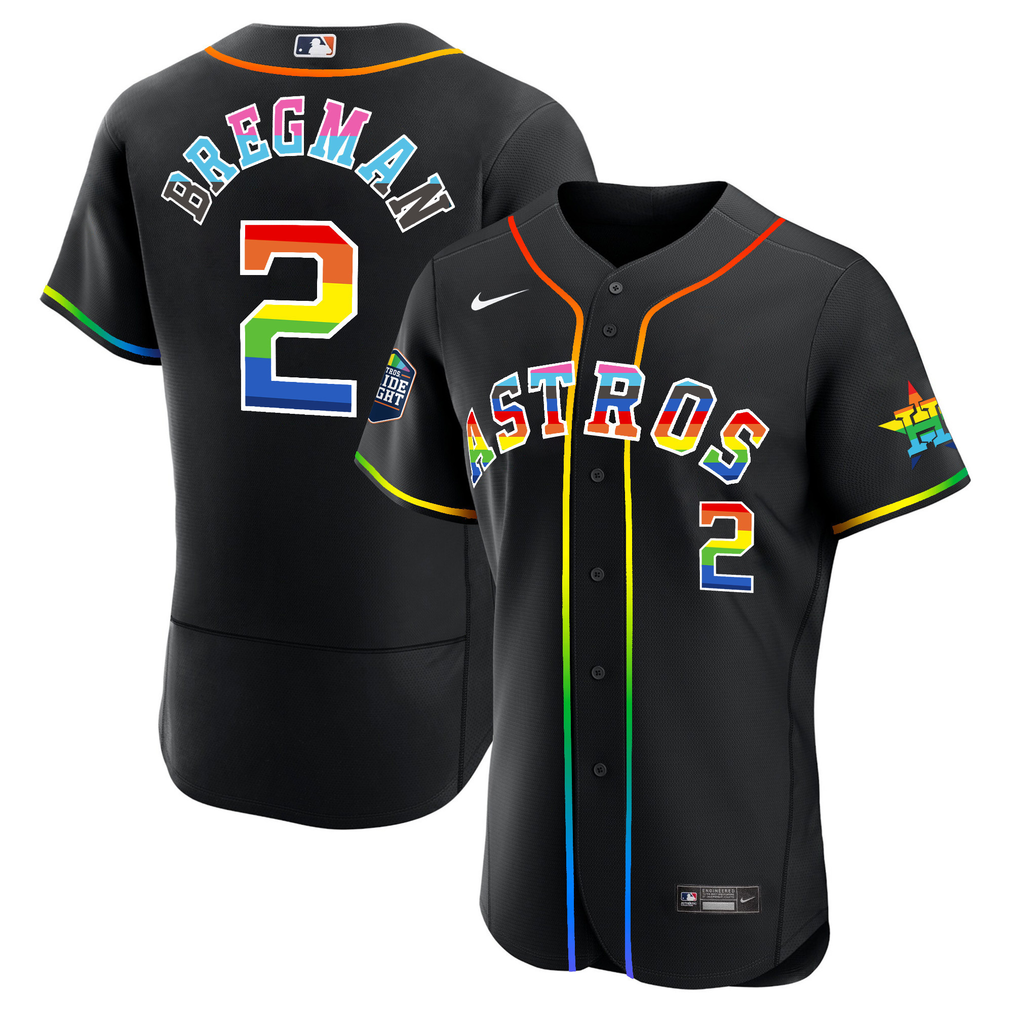 Men's Houston Astros 2023 Flex Base Pride Jersey - Stitched - Image 12