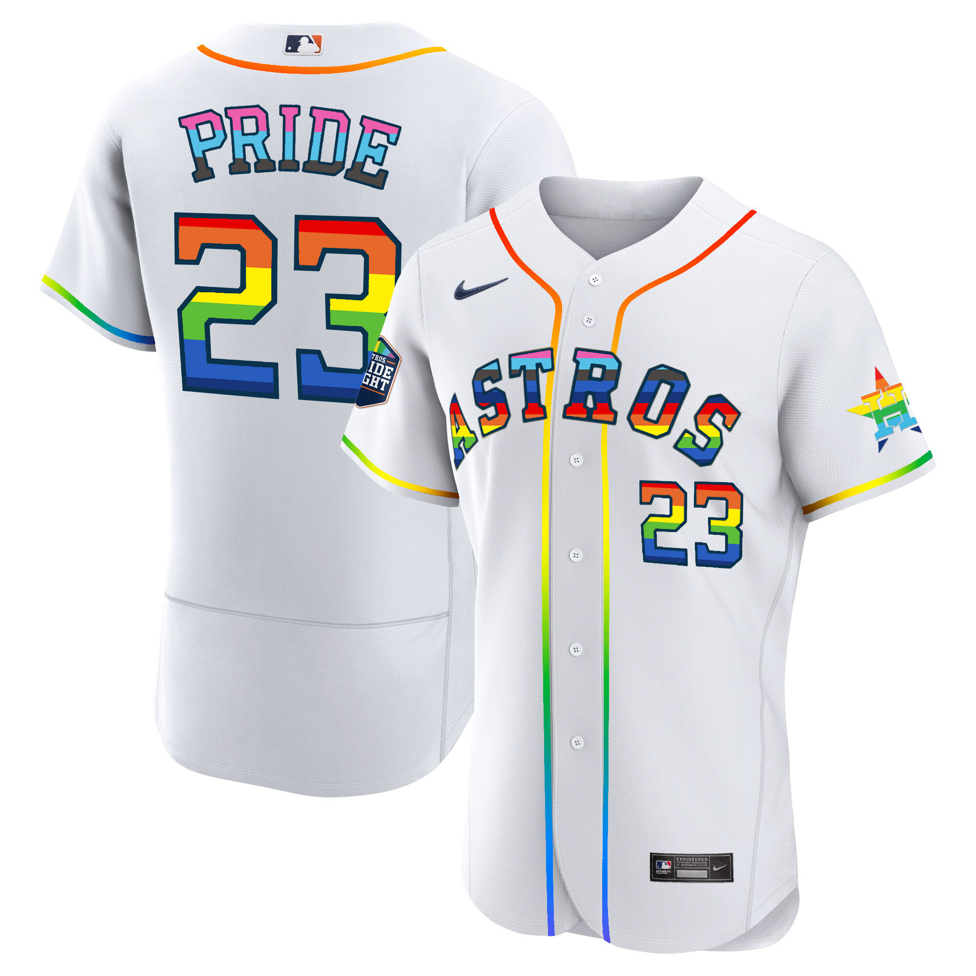 Men's Houston Astros 2023 Flex Base Pride Jersey - Stitched