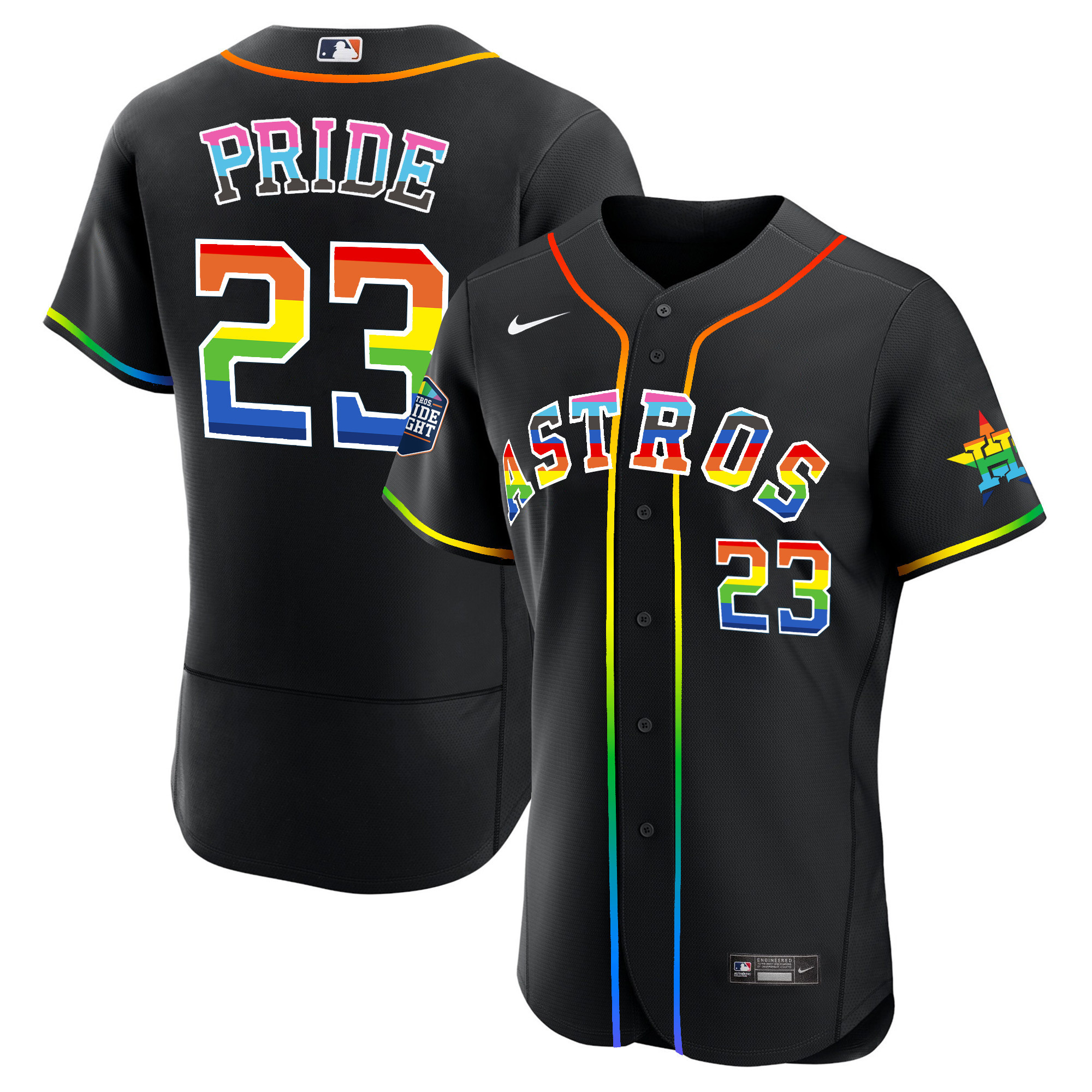 Men's Houston Astros 2023 Flex Base Pride Jersey - Stitched - Image 9