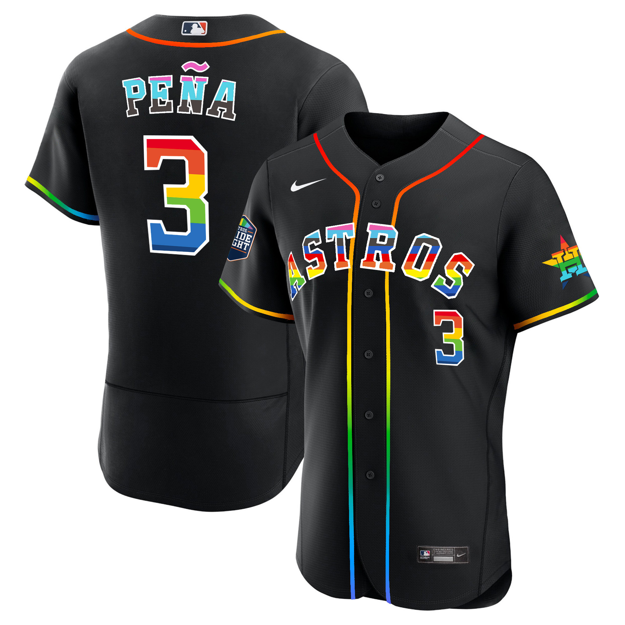 Men's Houston Astros 2023 Flex Base Pride Jersey - Stitched - Image 10