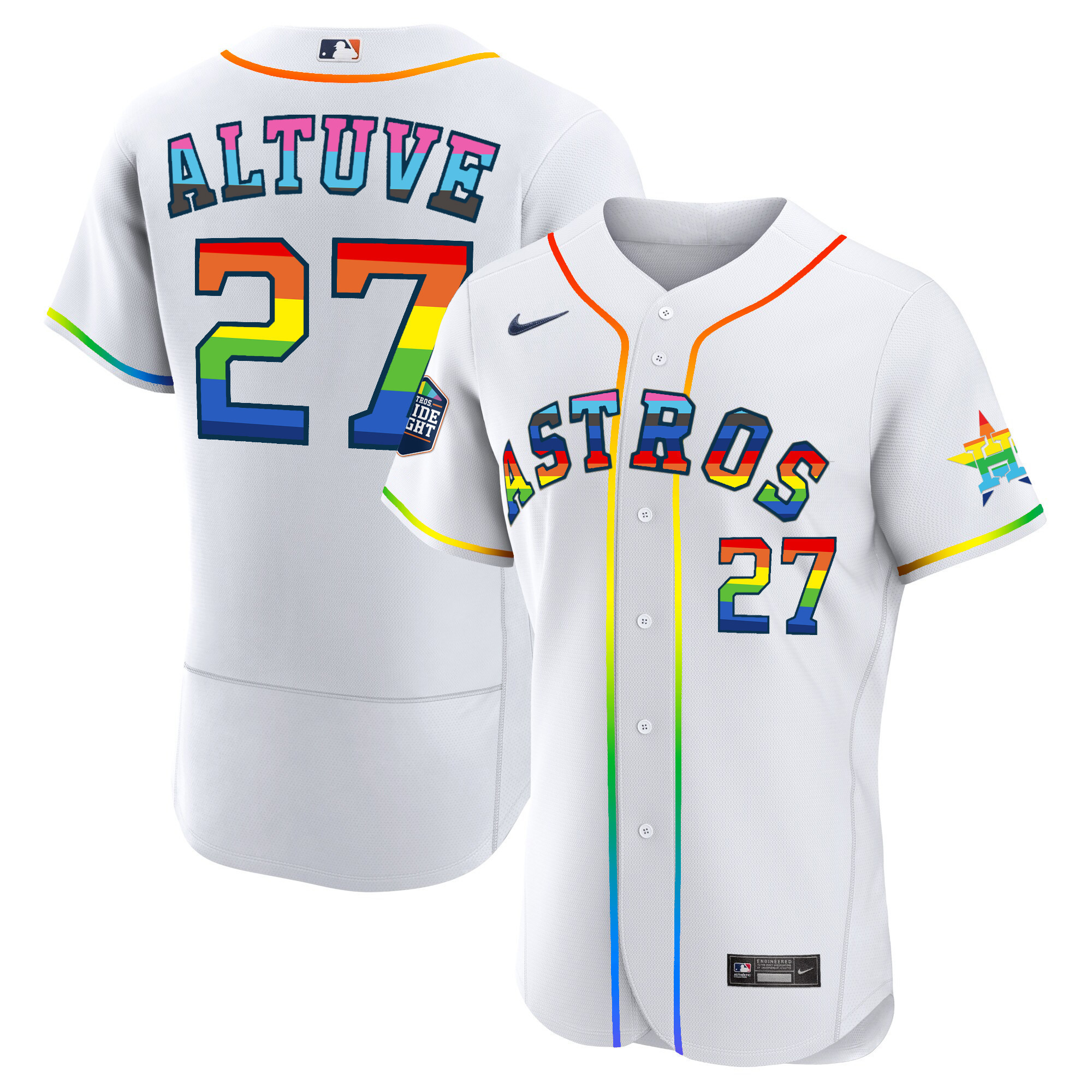 Men's Houston Astros 2023 Flex Base Pride Jersey - Stitched - Image 5