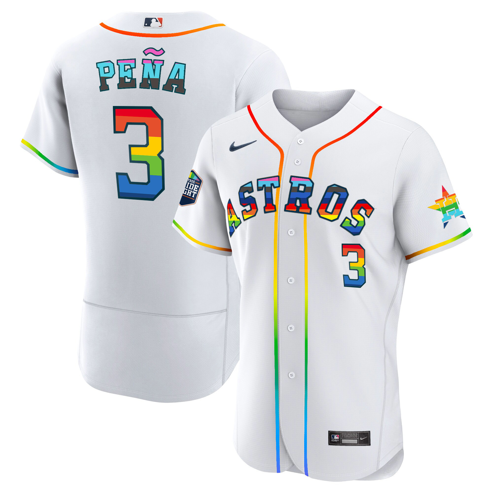 Men's Houston Astros 2023 Flex Base Pride Jersey - Stitched - Image 2