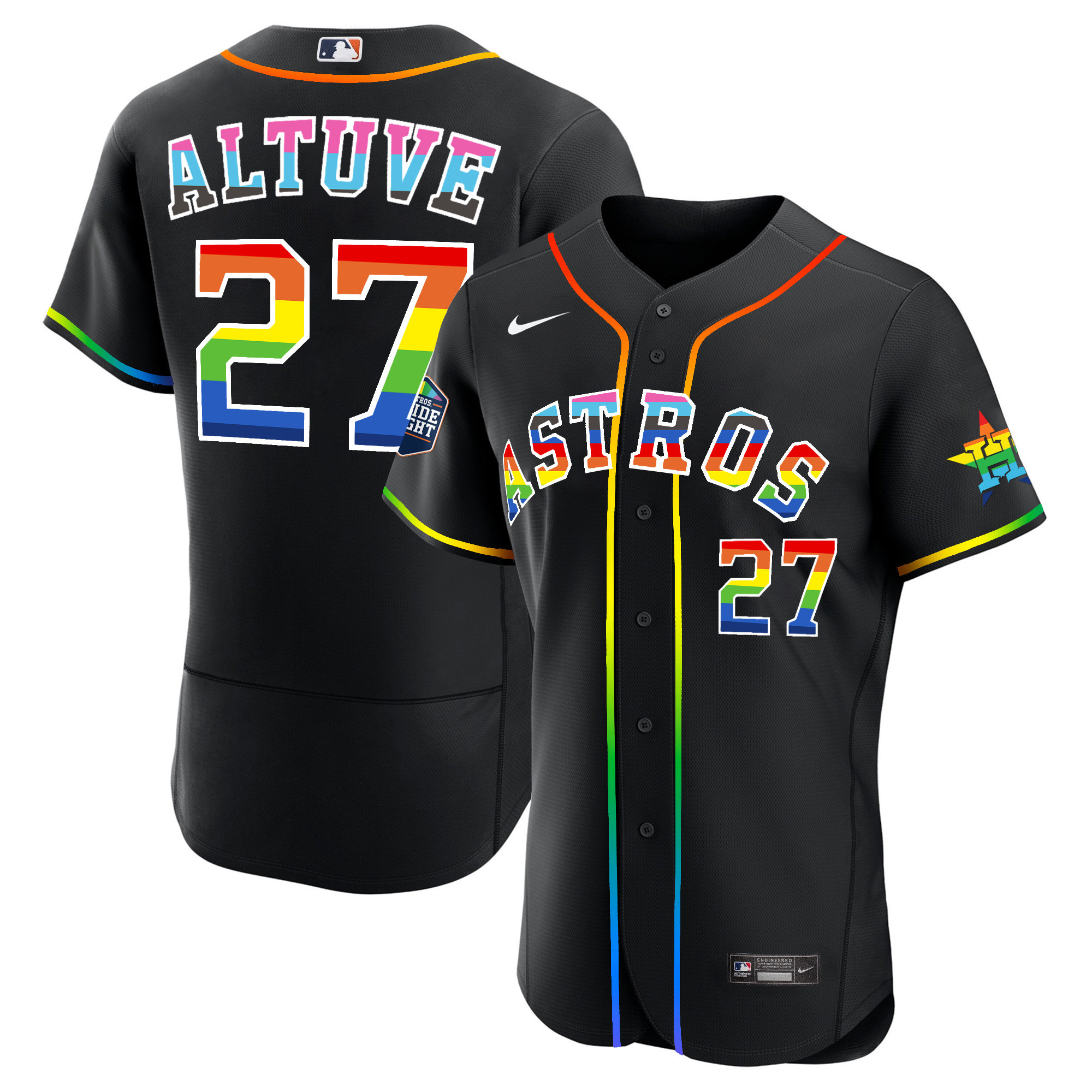 Men's Houston Astros 2023 Flex Base Pride Jersey - Stitched - Image 13