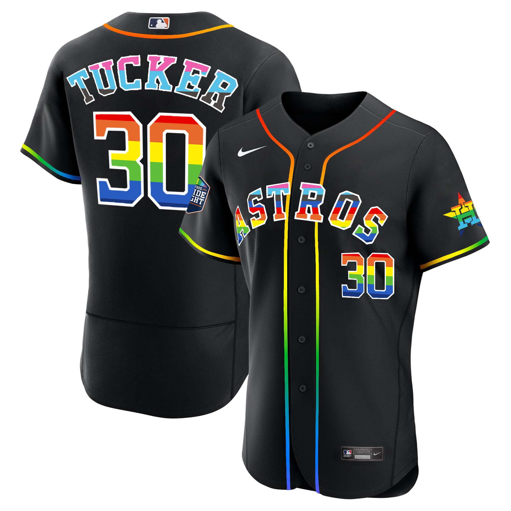 Men's Houston Astros 2023 Flex Base Pride Jersey - Stitched - Image 15