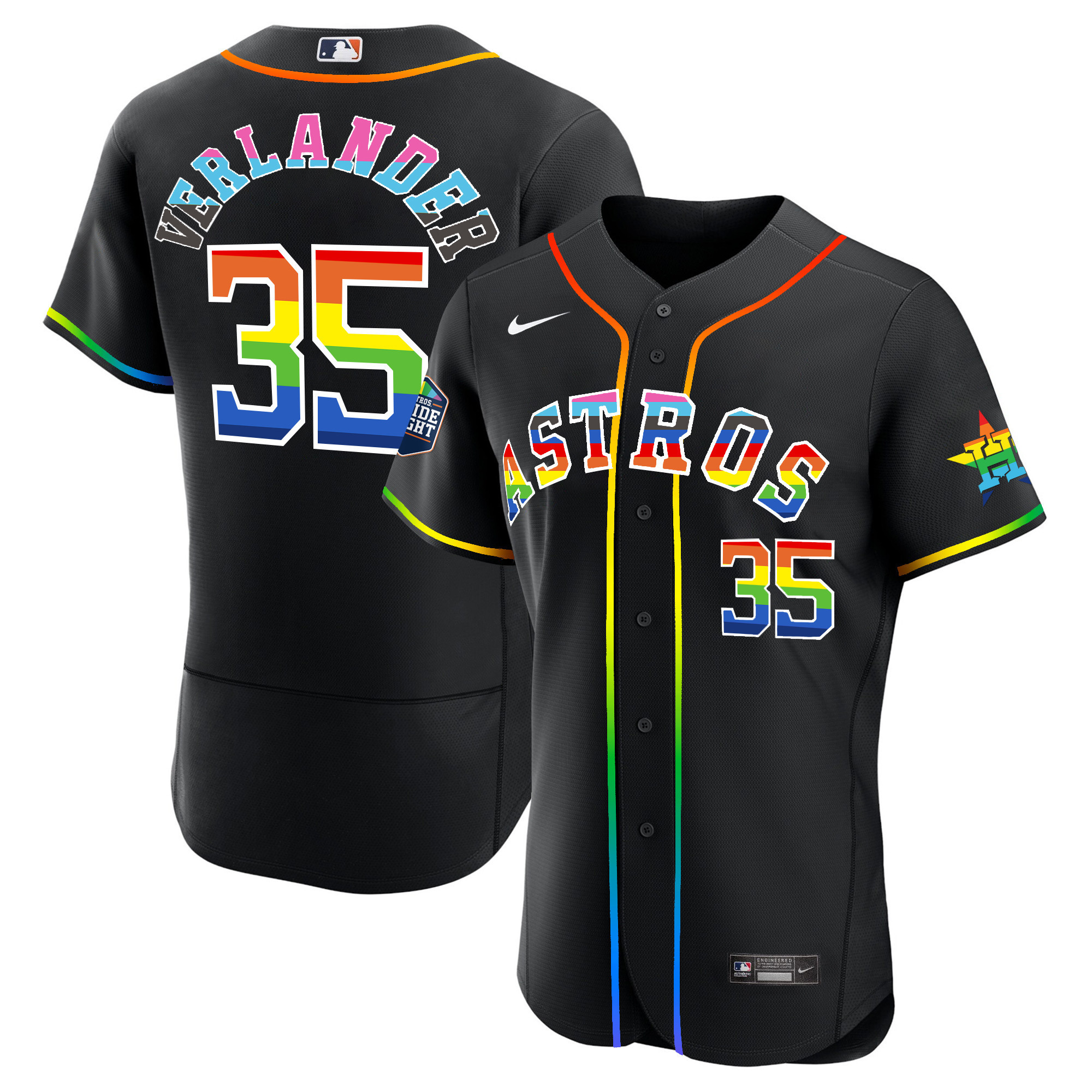 Men's Houston Astros 2023 Flex Base Pride Jersey - Stitched - Image 14