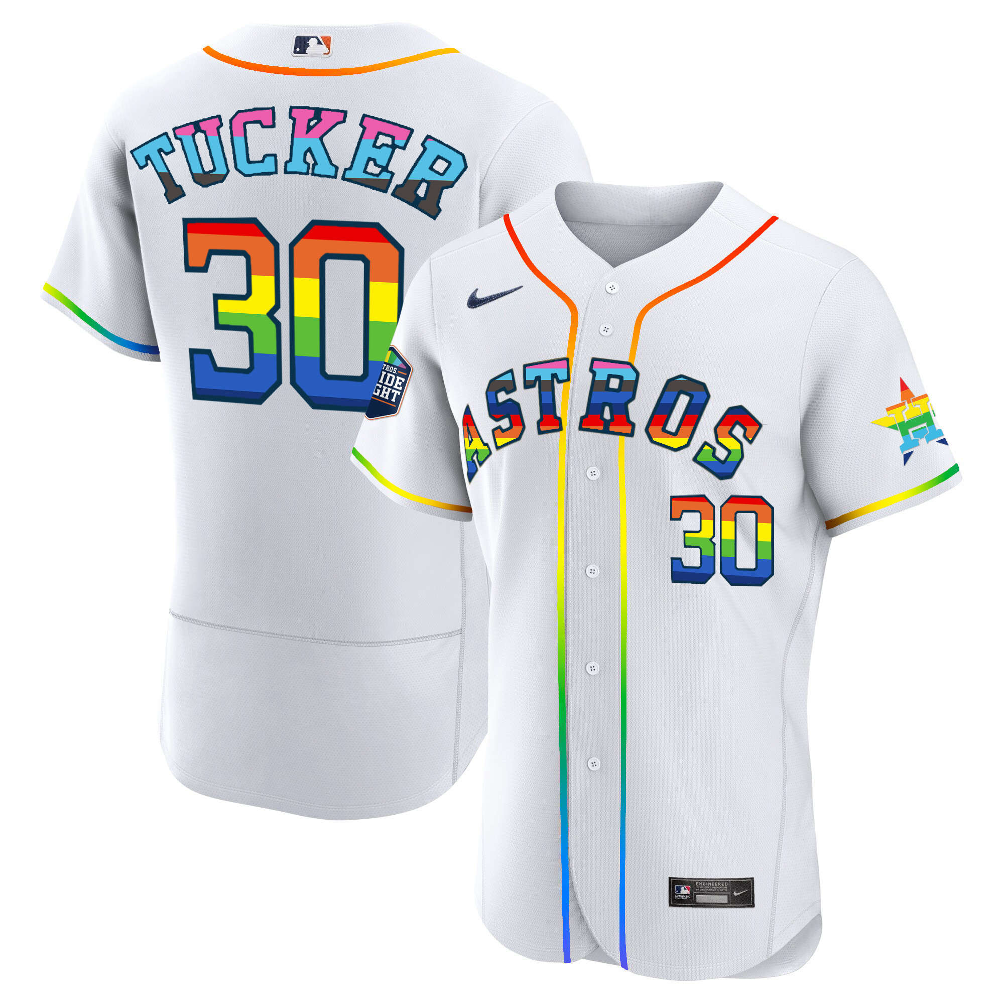 Men's Houston Astros 2023 Flex Base Pride Jersey - Stitched - Image 7