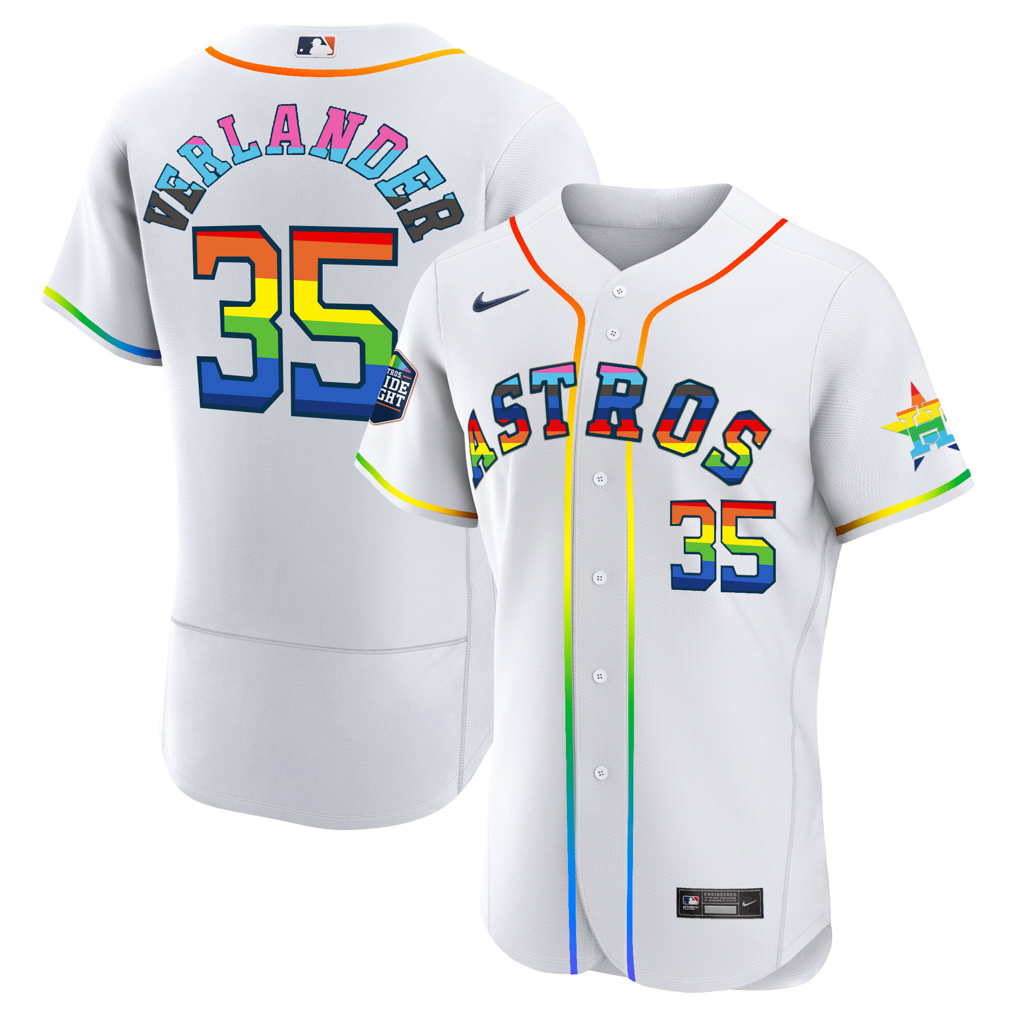 Men's Houston Astros 2023 Flex Base Pride Jersey - Stitched - Image 6