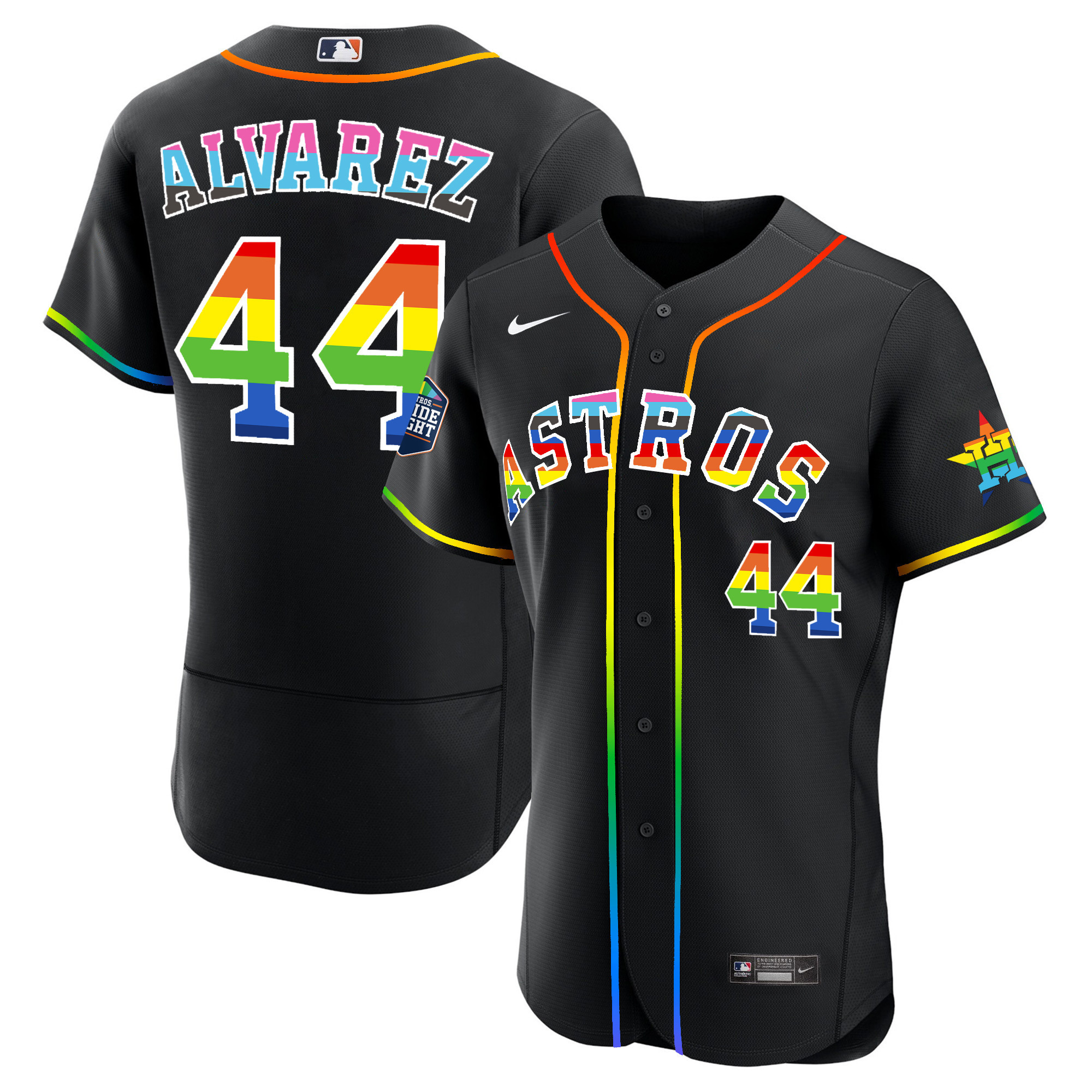 Men's Houston Astros 2023 Flex Base Pride Jersey - Stitched - Image 11