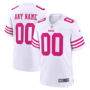 San Francisco 49ers White Pink Custom Jersey - All Stitched