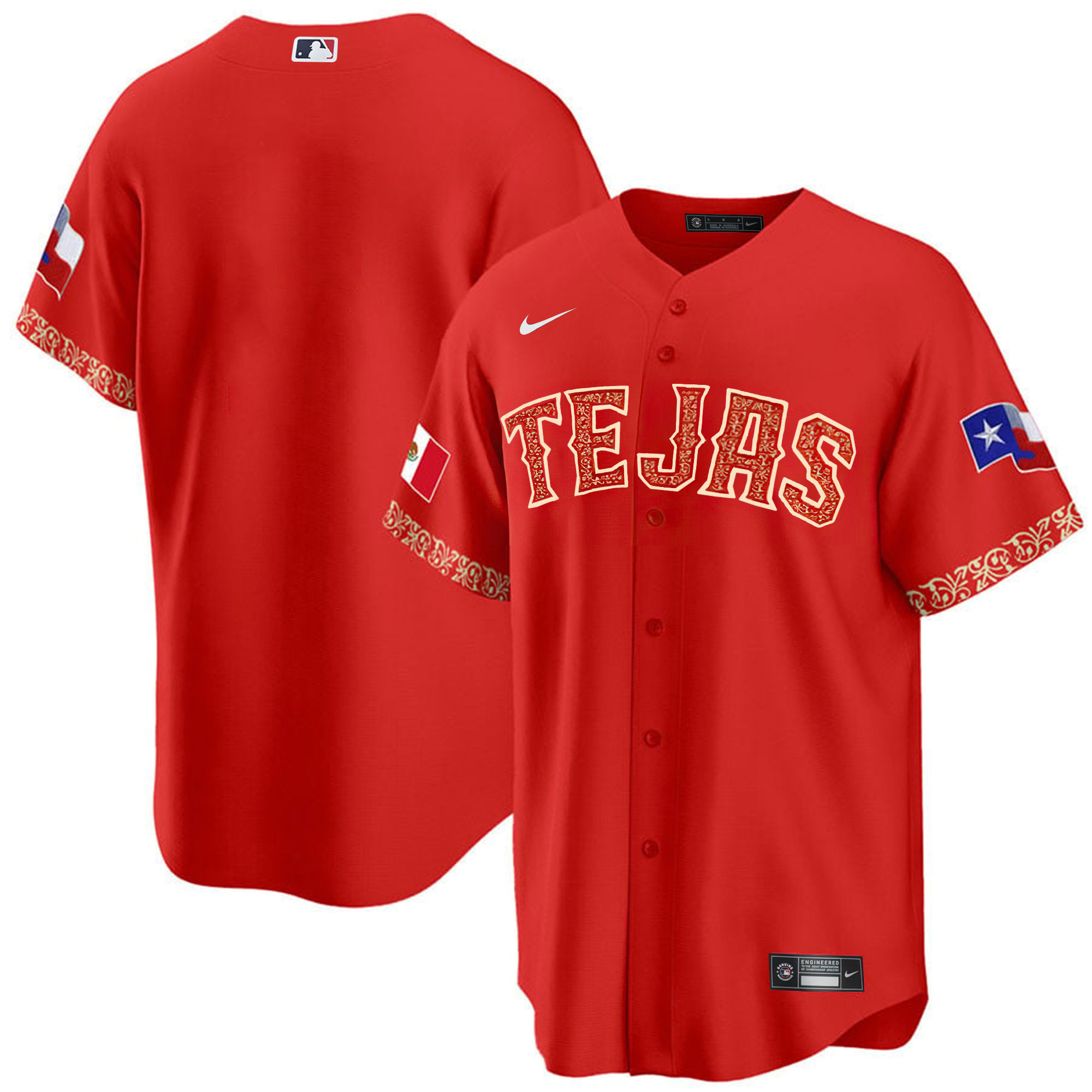 Men's Texas Rangers Mexican Cool Base Jersey - All Stitched - Image 18