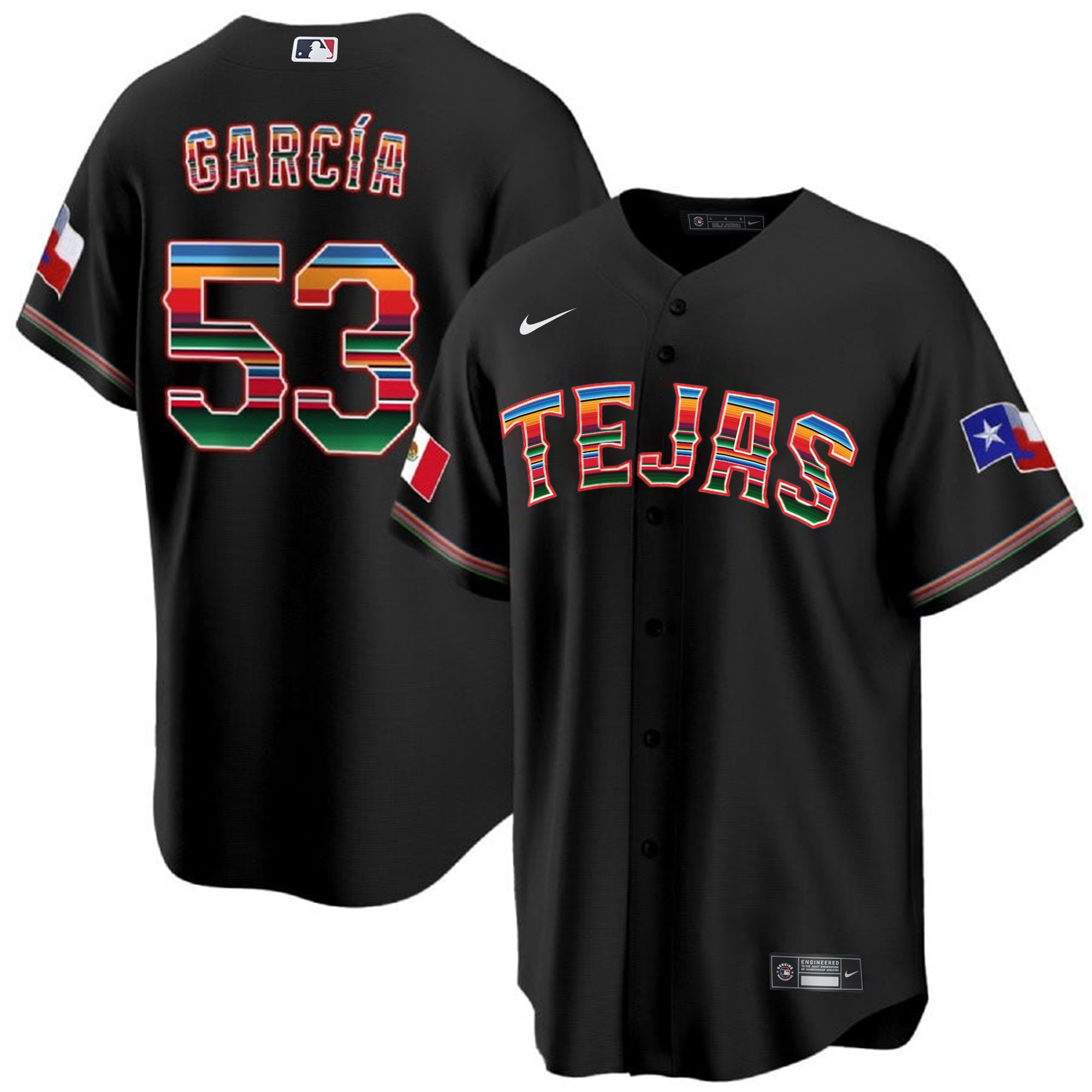Men's Texas Rangers Mexican Cool Base Jersey - All Stitched - Image 3