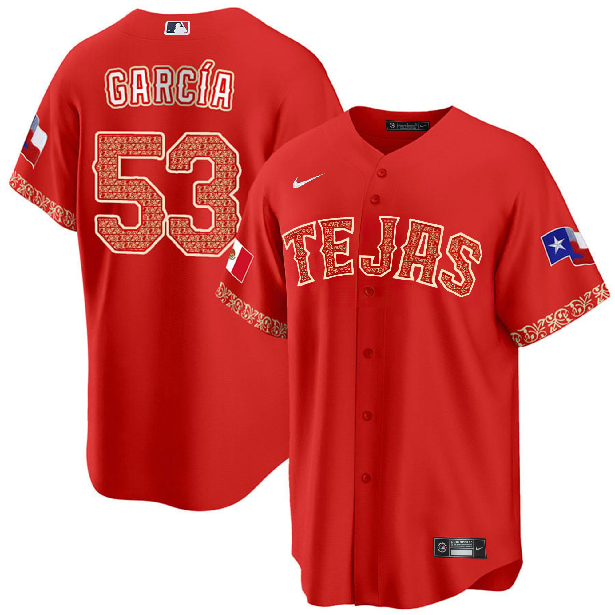 Men's Texas Rangers Mexican Cool Base Jersey - All Stitched - Image 12