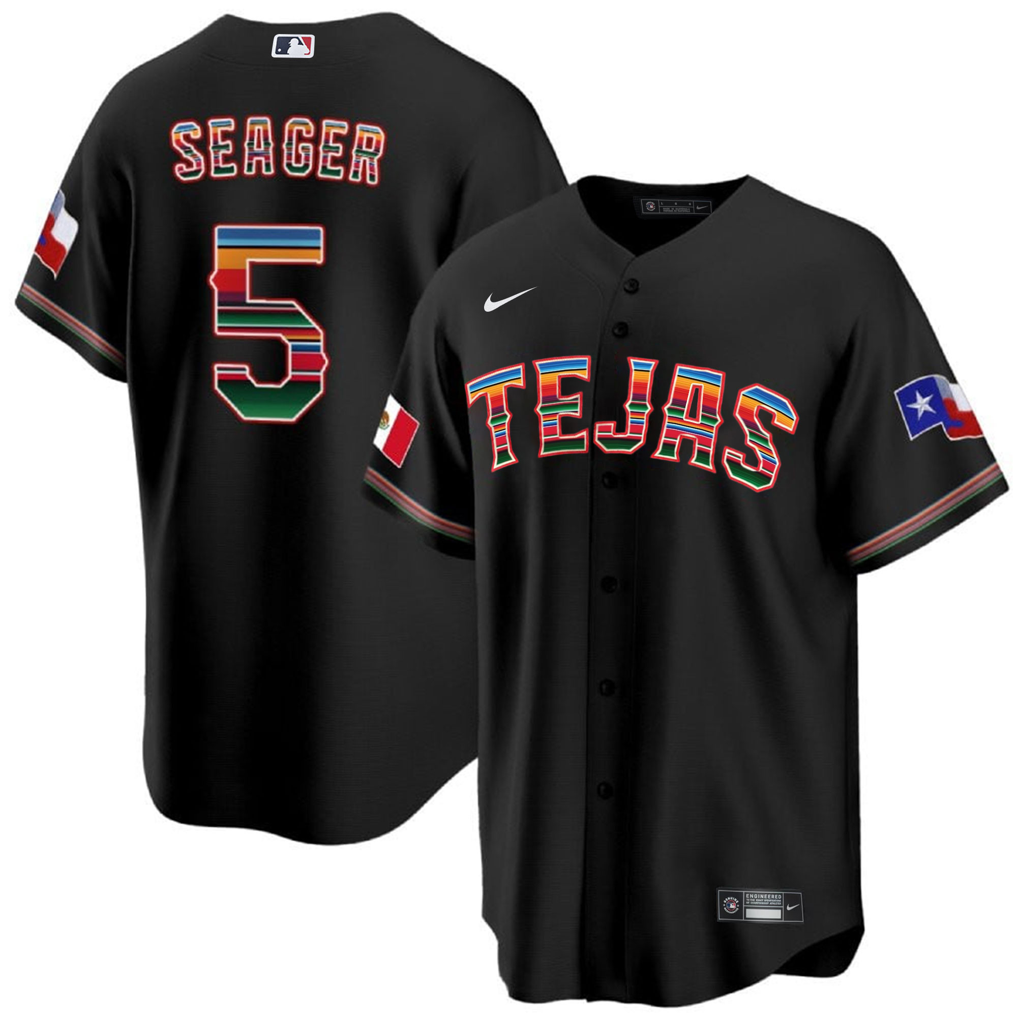 Men's Texas Rangers Mexican Cool Base Jersey - All Stitched - Image 4
