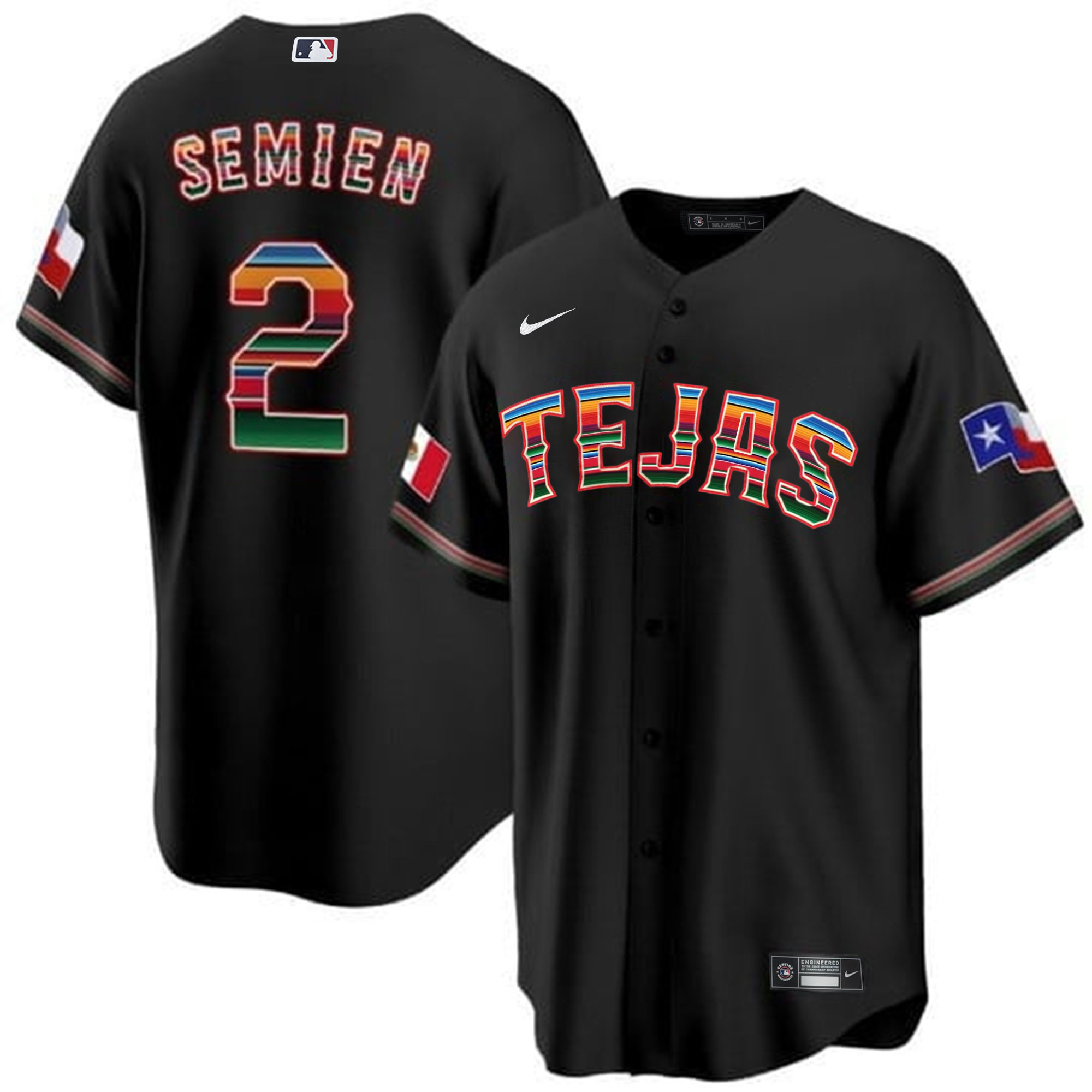 Men's Texas Rangers Mexican Cool Base Jersey - All Stitched - Image 5