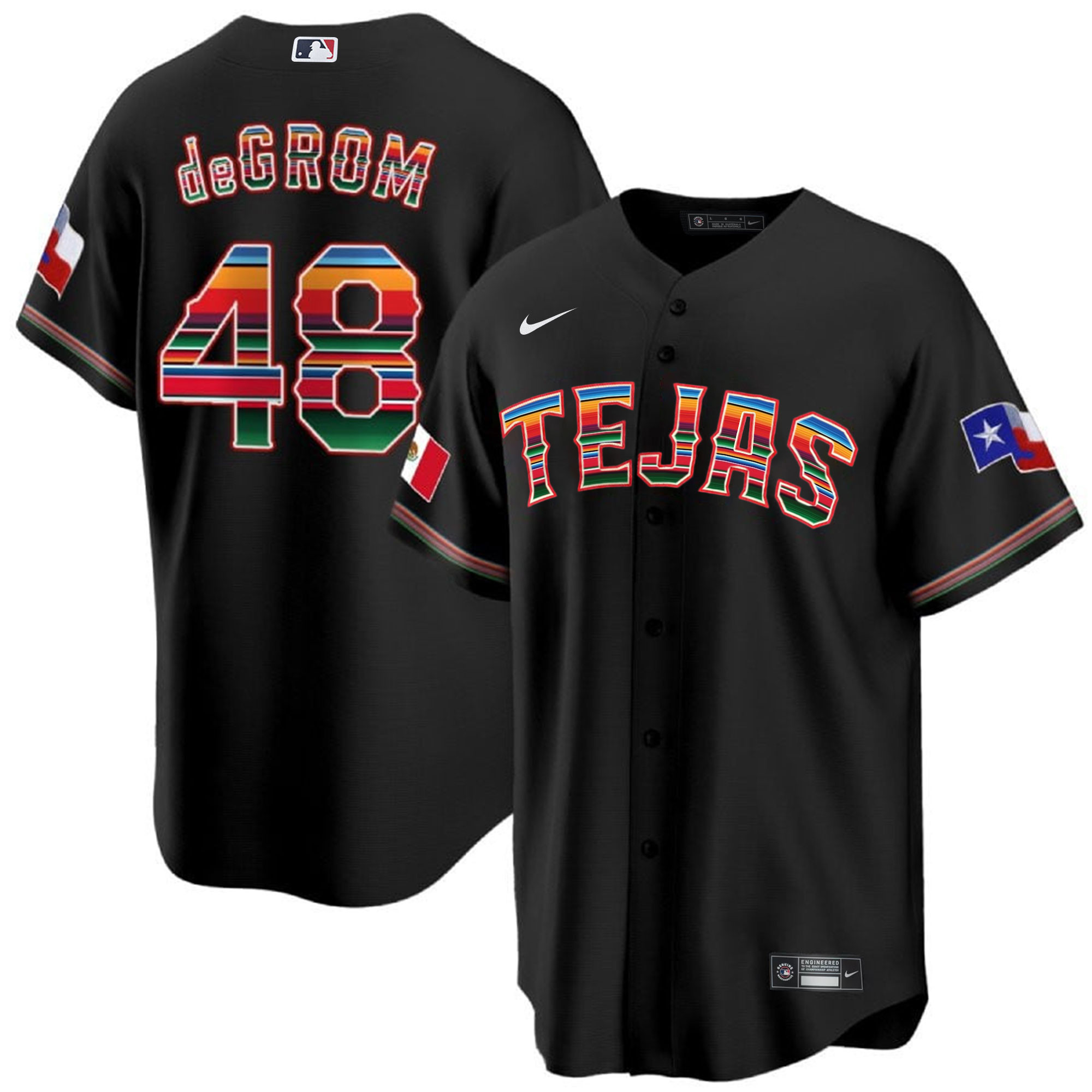 Men's Texas Rangers Mexican Cool Base Jersey - All Stitched - Image 2