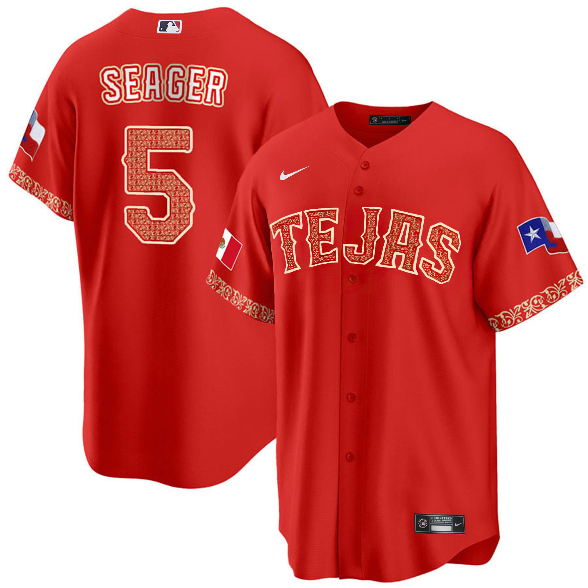 Men's Texas Rangers Mexican Cool Base Jersey - All Stitched - Image 13