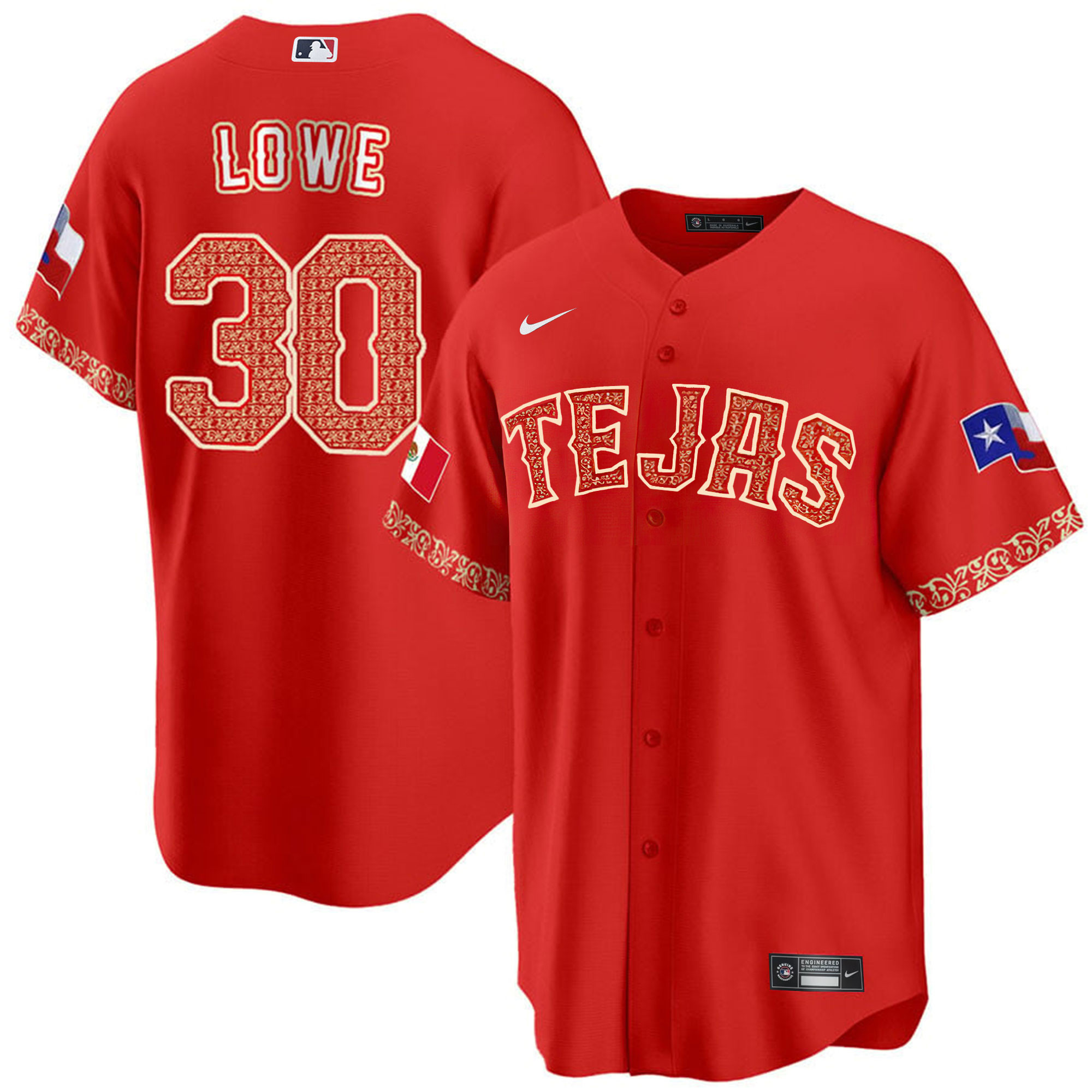 Men's Texas Rangers Mexican Cool Base Jersey - All Stitched - Image 15