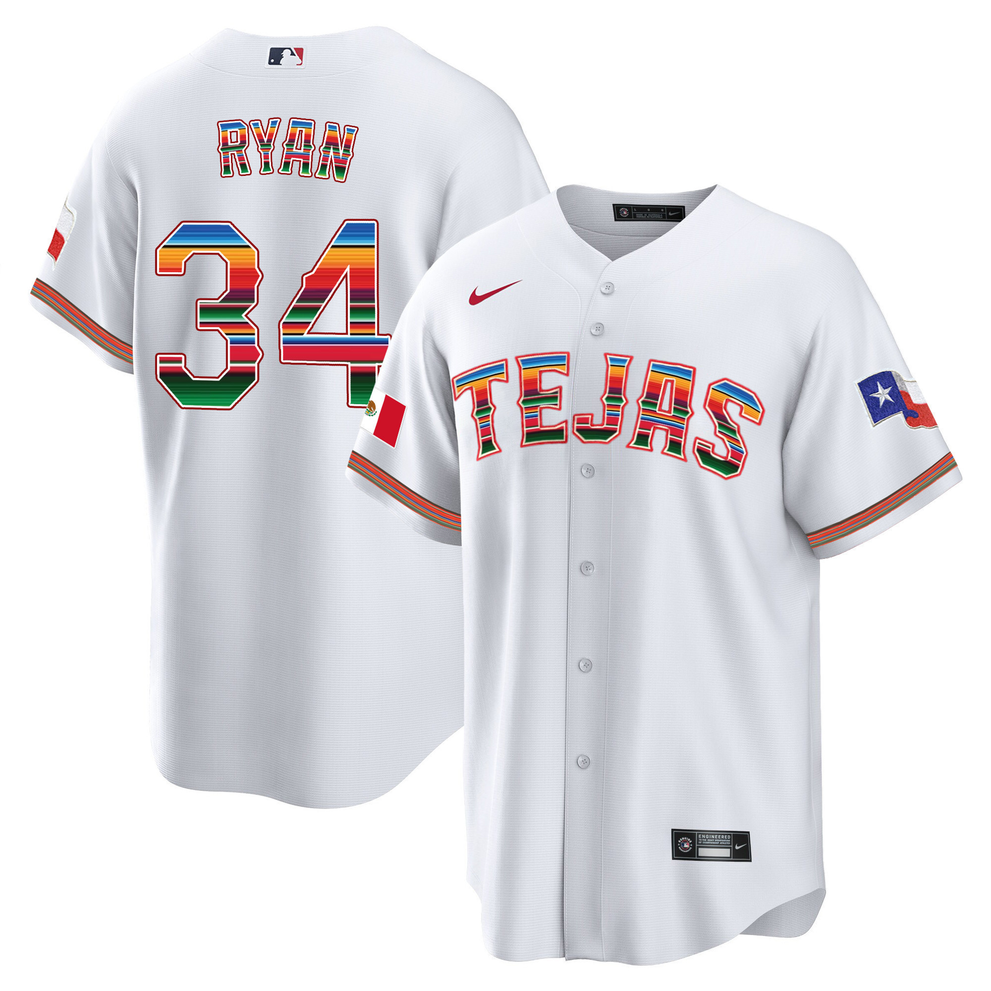 Men's Texas Rangers Mexican Cool Base Jersey - All Stitched - Image 19