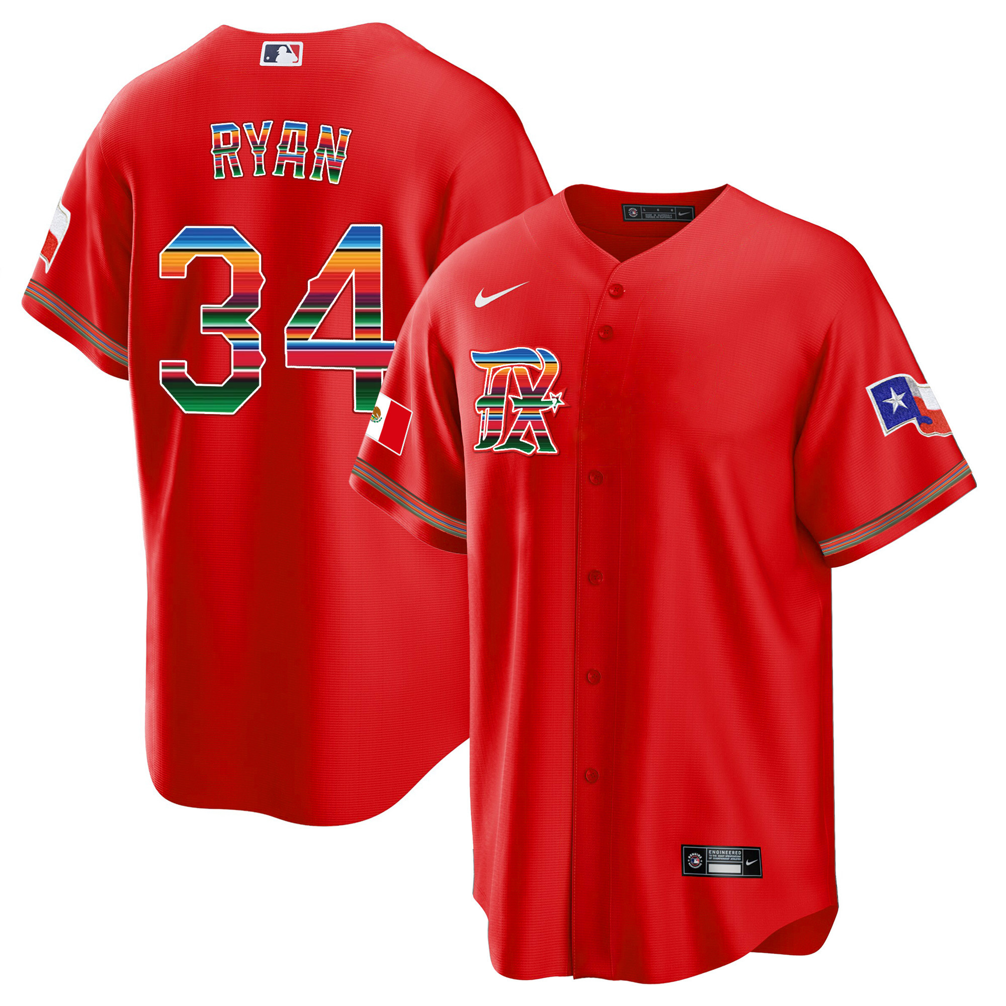 Men's Texas Rangers Mexican Heritage Night Cool Base Jersey - City Connect - All Stitched - Image 8