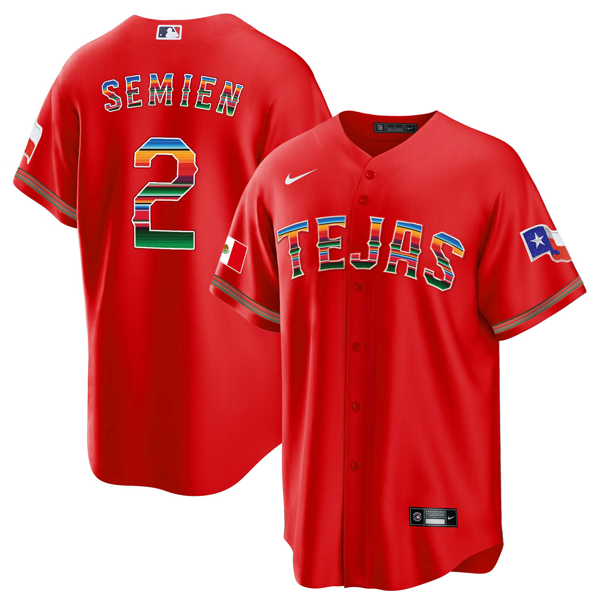 Men's Texas Rangers Mexican Heritage Night Cool Base Jersey - Tejas - All Stitched - Image 12