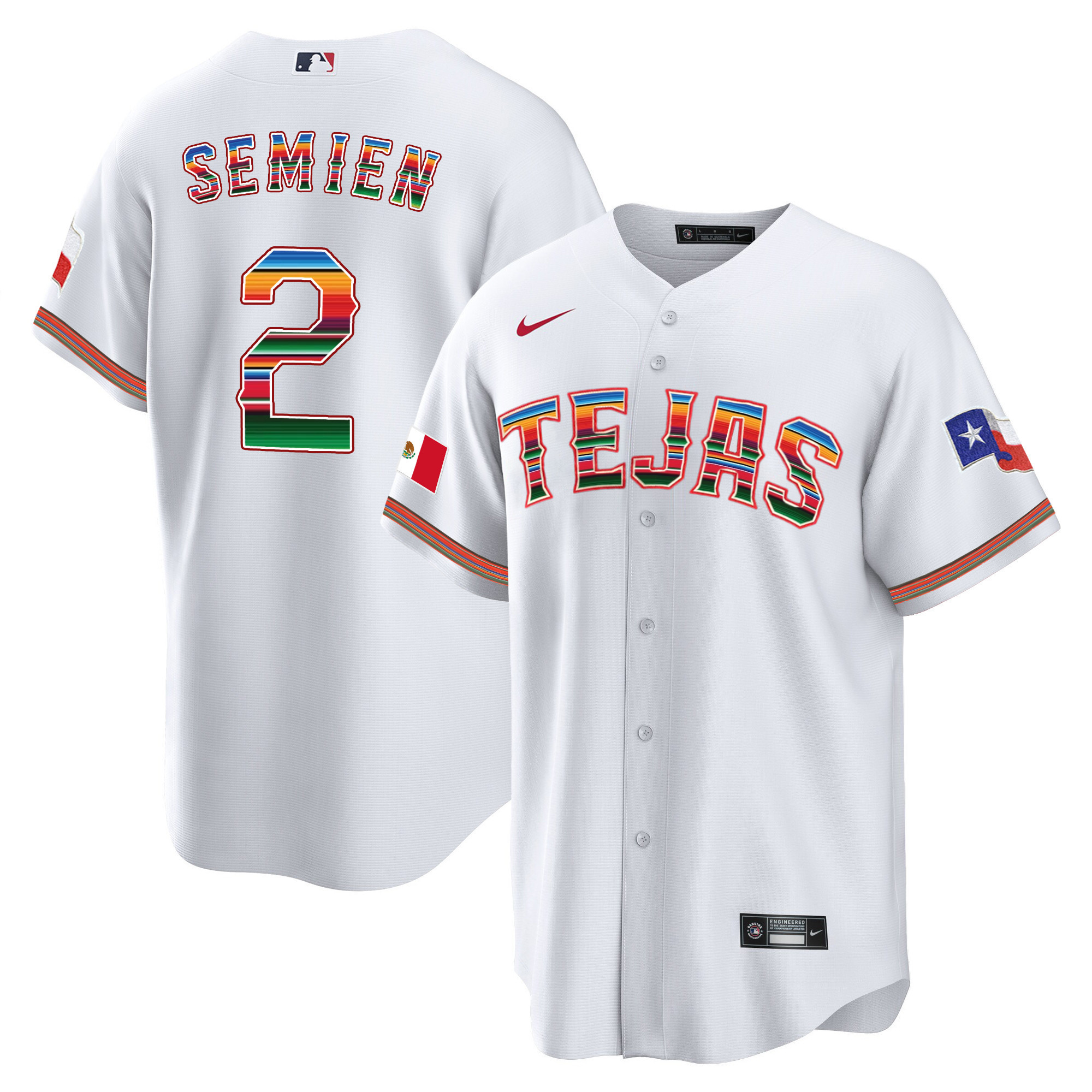 Men's Texas Rangers Mexican Heritage Night Cool Base Jersey - Tejas - All Stitched - Image 19