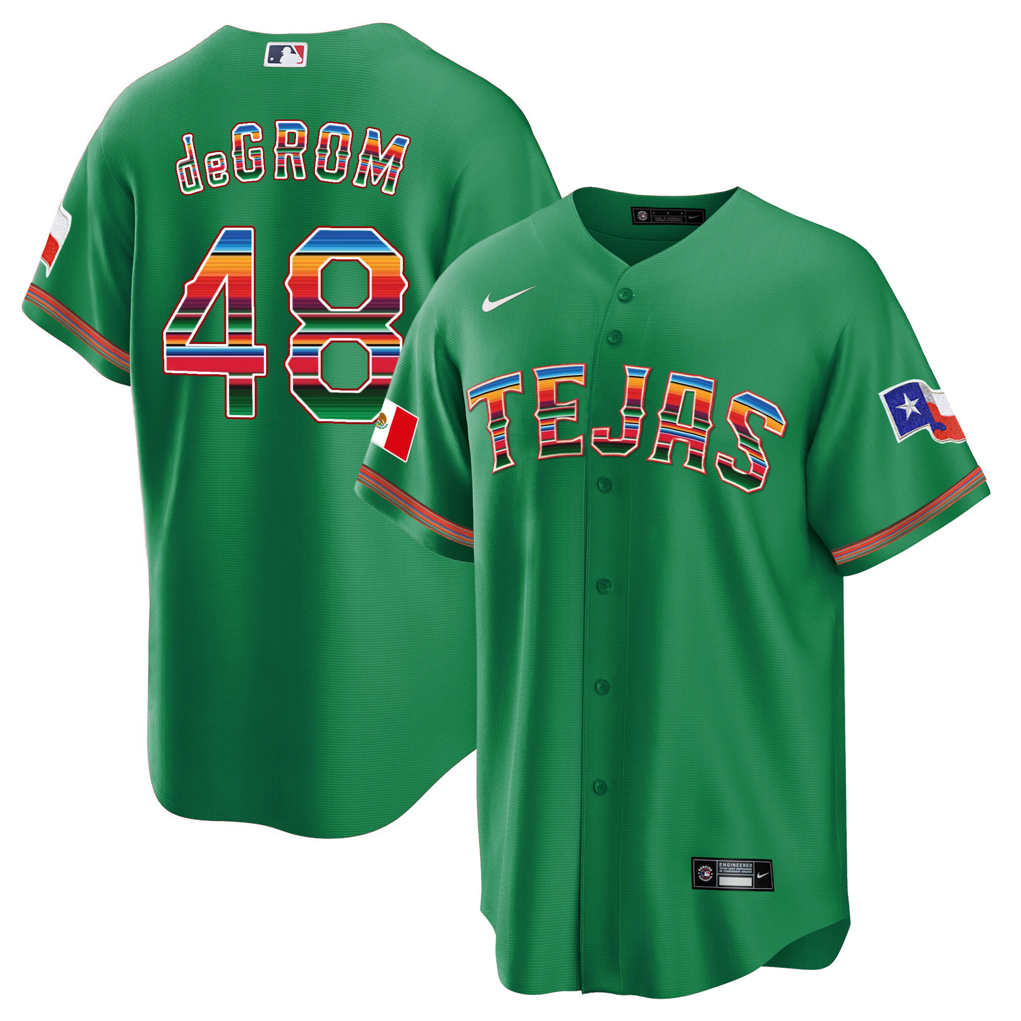 Men's Texas Rangers Mexican Heritage Night Cool Base Jersey - Tejas - All Stitched - Image 23