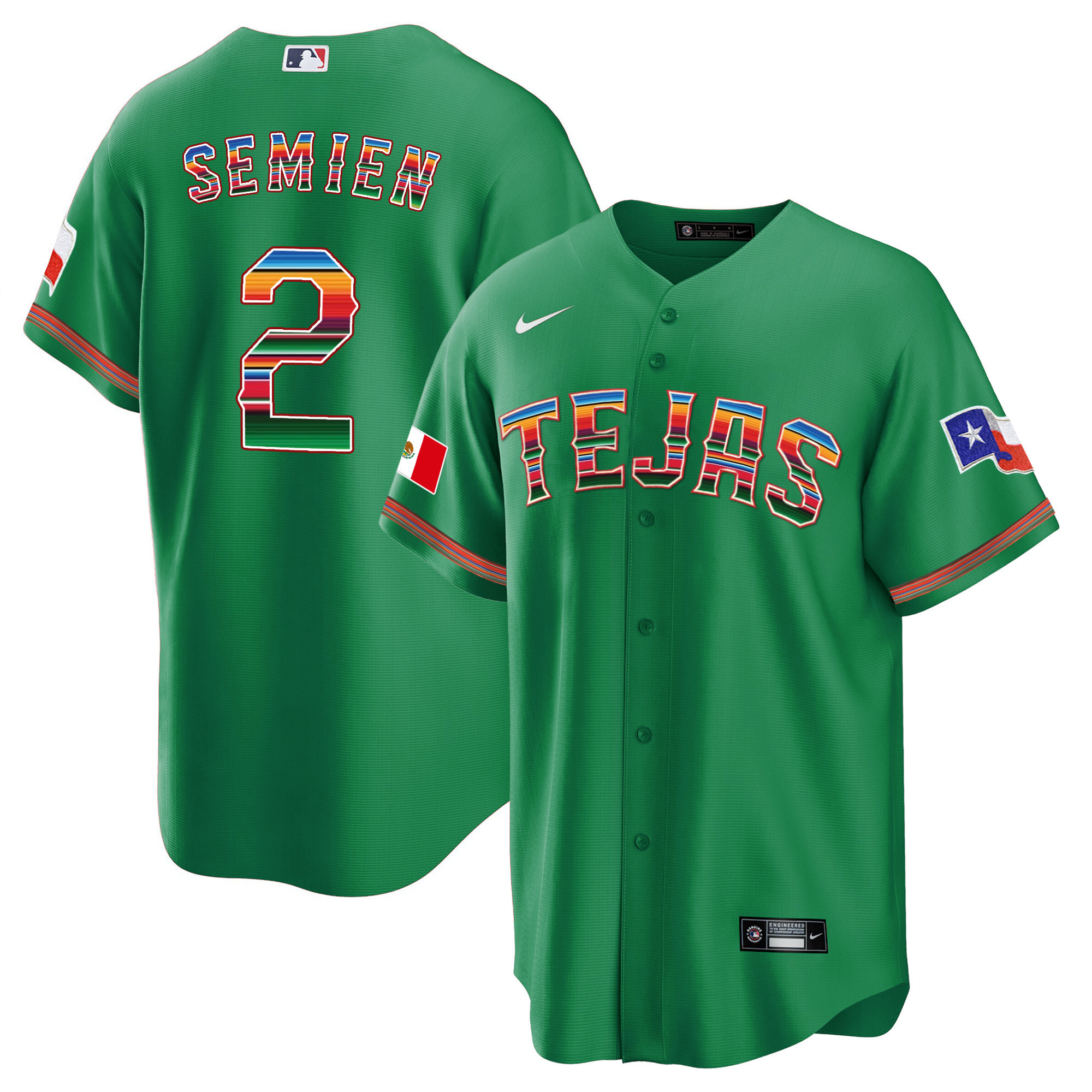 Men's Texas Rangers Mexican Heritage Night Cool Base Jersey - Tejas - All Stitched - Image 26