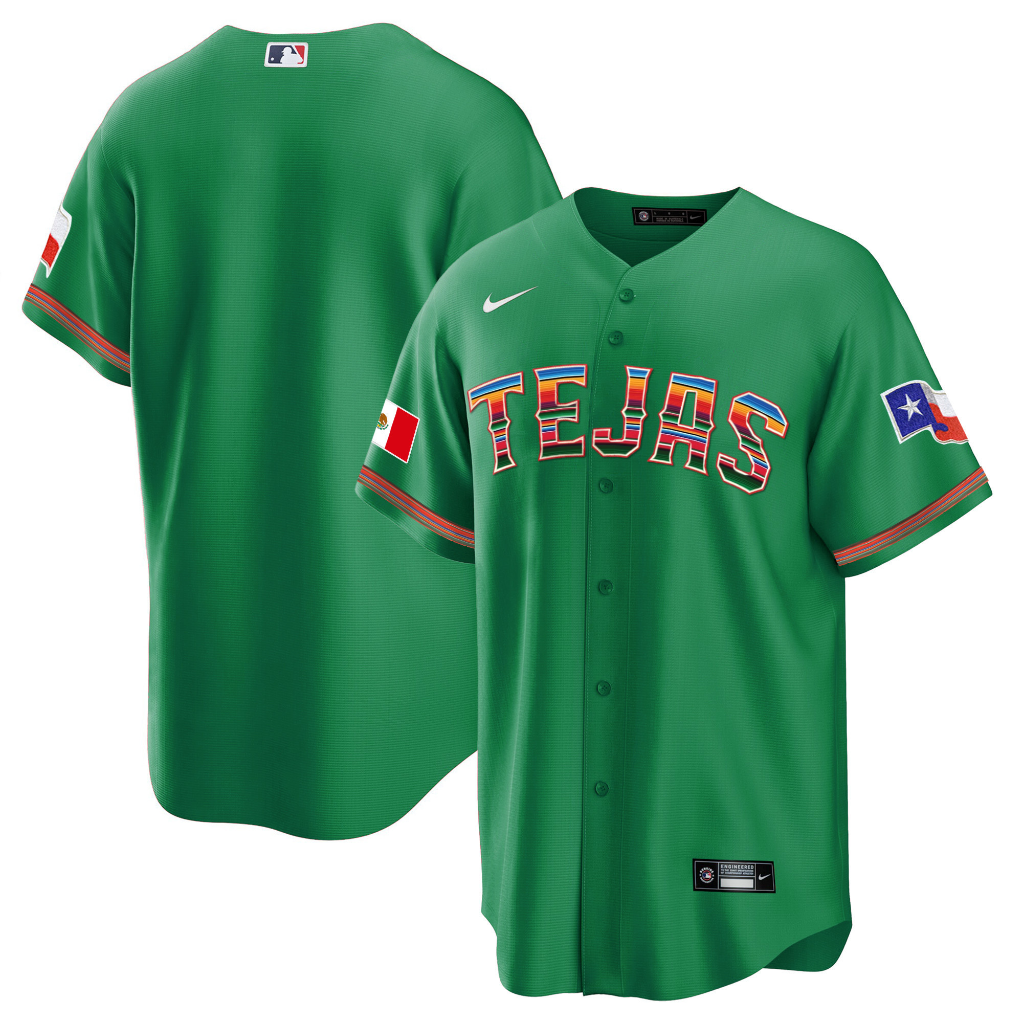 Men's Texas Rangers Mexican Heritage Night Cool Base Jersey - Tejas - All Stitched - Image 28